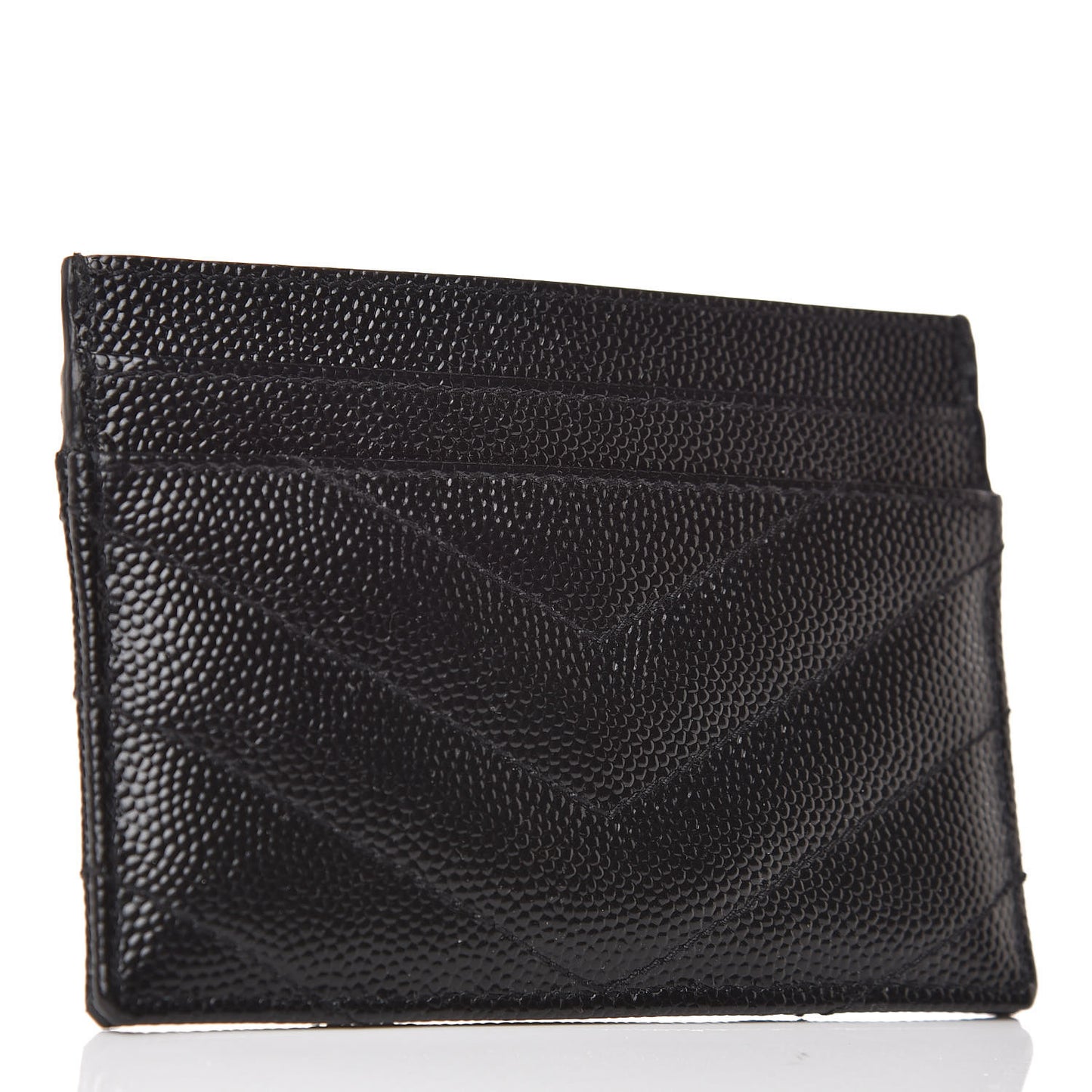 Grain De Poudre Matelasse Chevron Monogram Credit Card Case Black