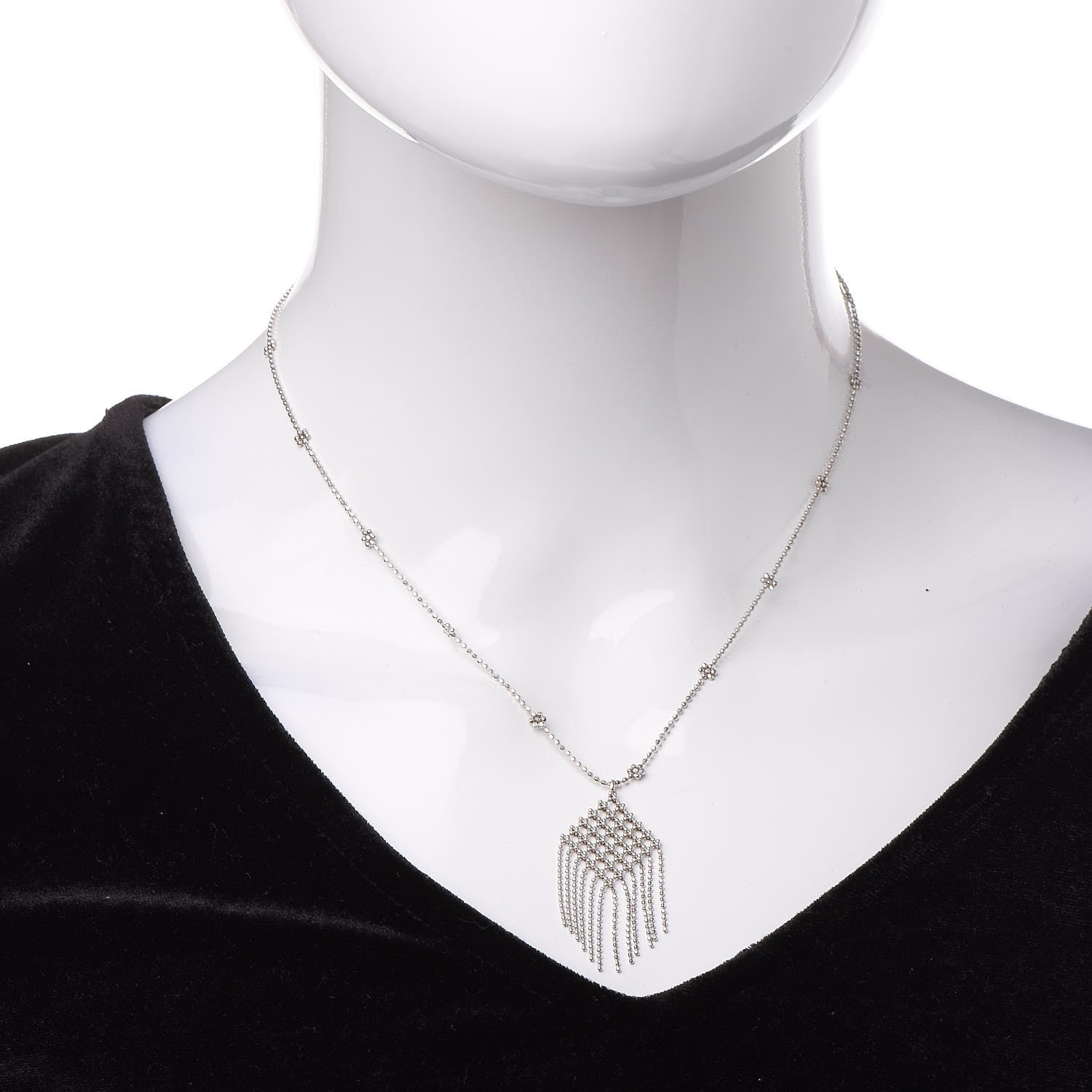Tiffany 18K White Gold Fringe Pendant Necklace 2 of 7