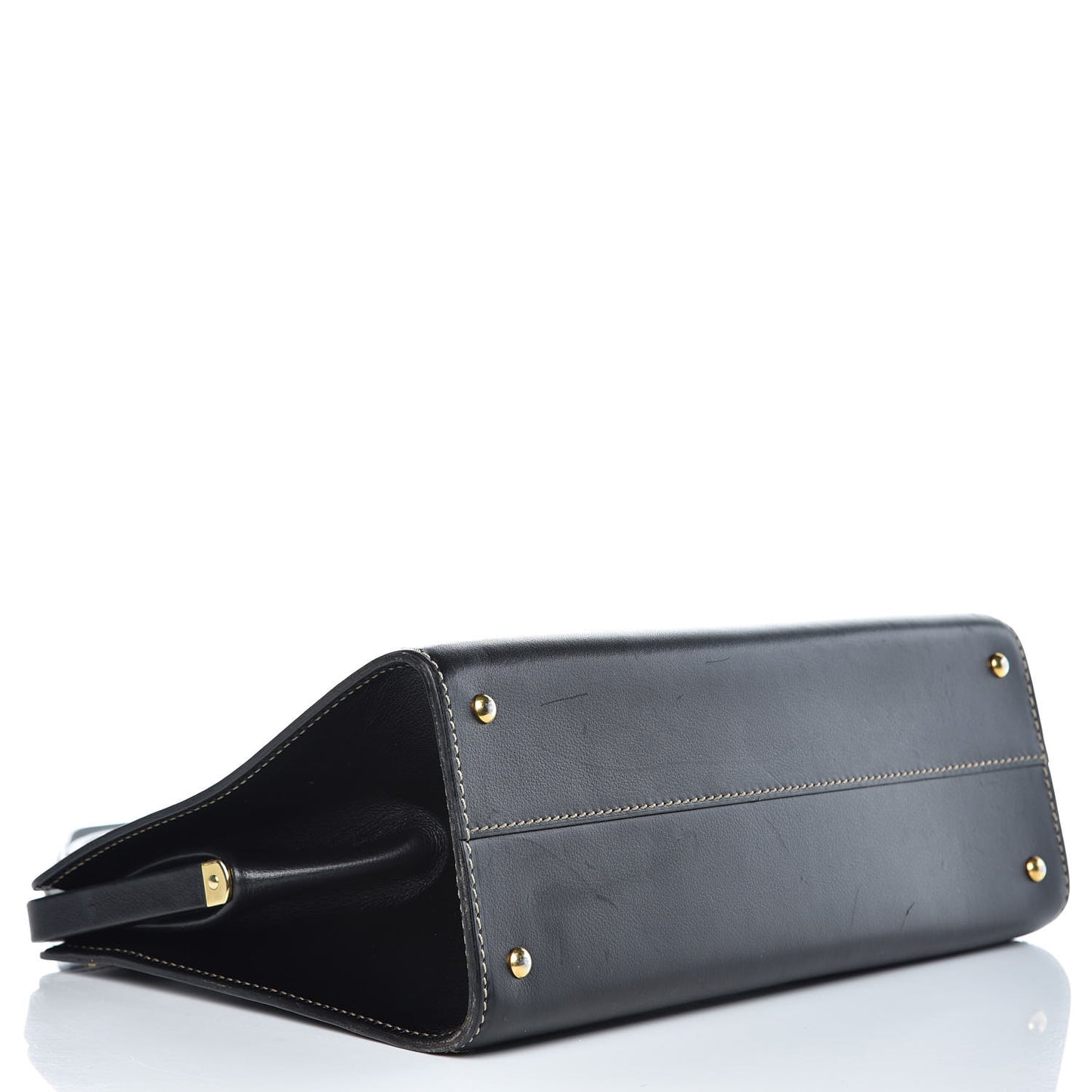 Calfskin Evasion Top Handle Frame Bag Black