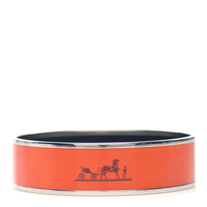 Hermes Enamel Printed Caleche Wide Bracelet 70 Orange 1 of 5