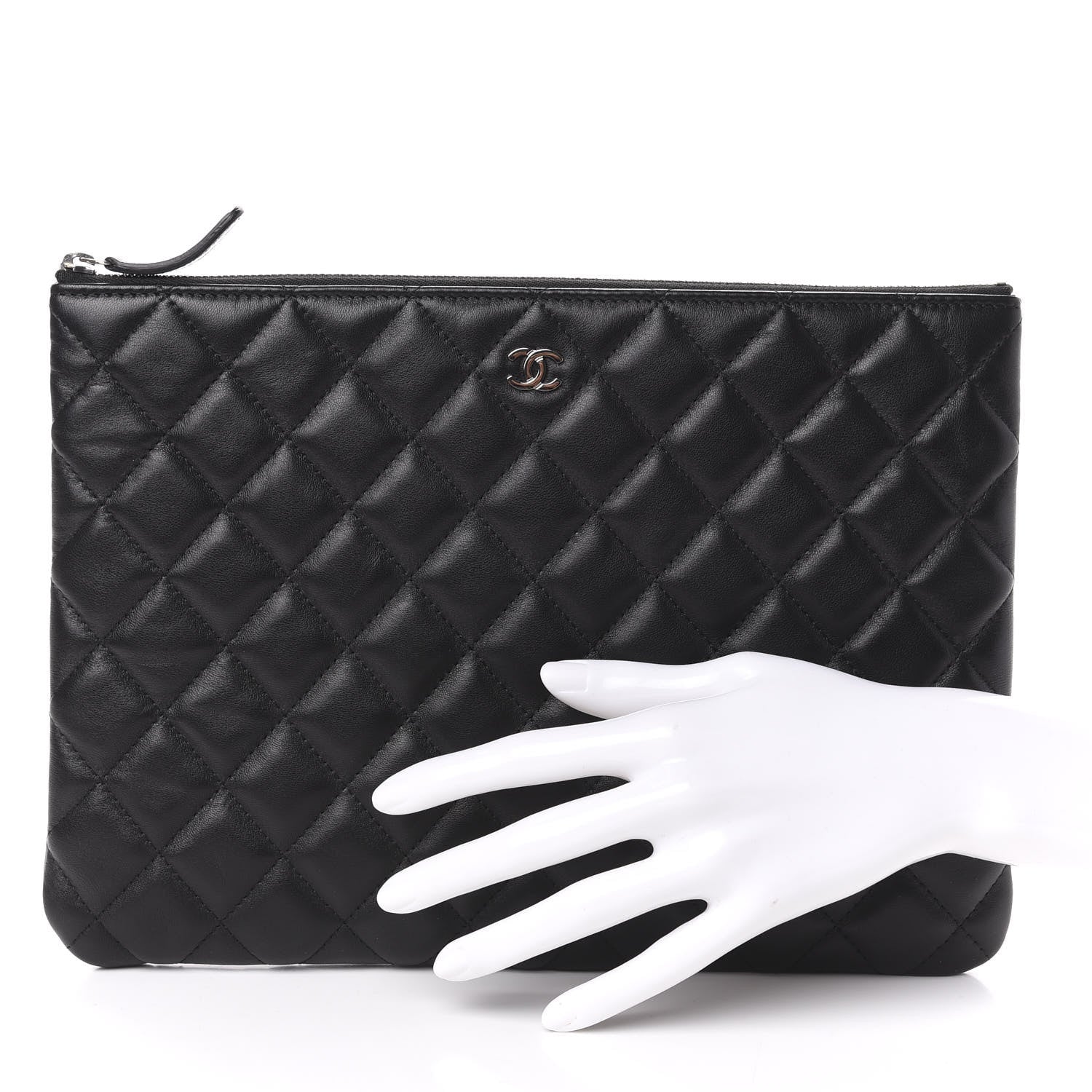 Chanel Lambskin Quilted Large Cosmetic Case Black 2 of 8
