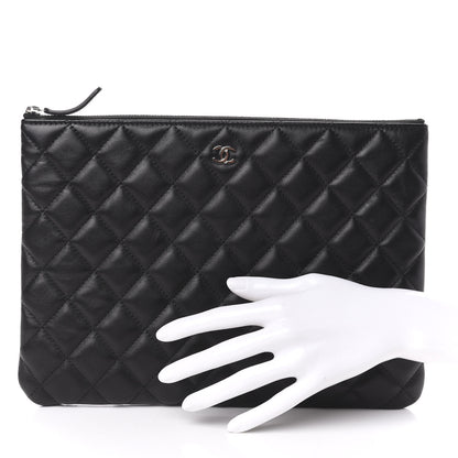 Chanel Lambskin Quilted Large Cosmetic Case Black 2 of 8