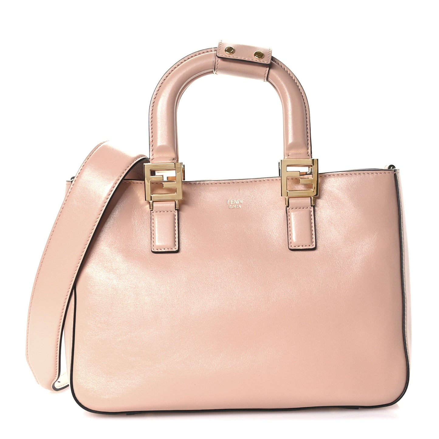 Vitello Glacier Small FF Tote Rose Bourbon