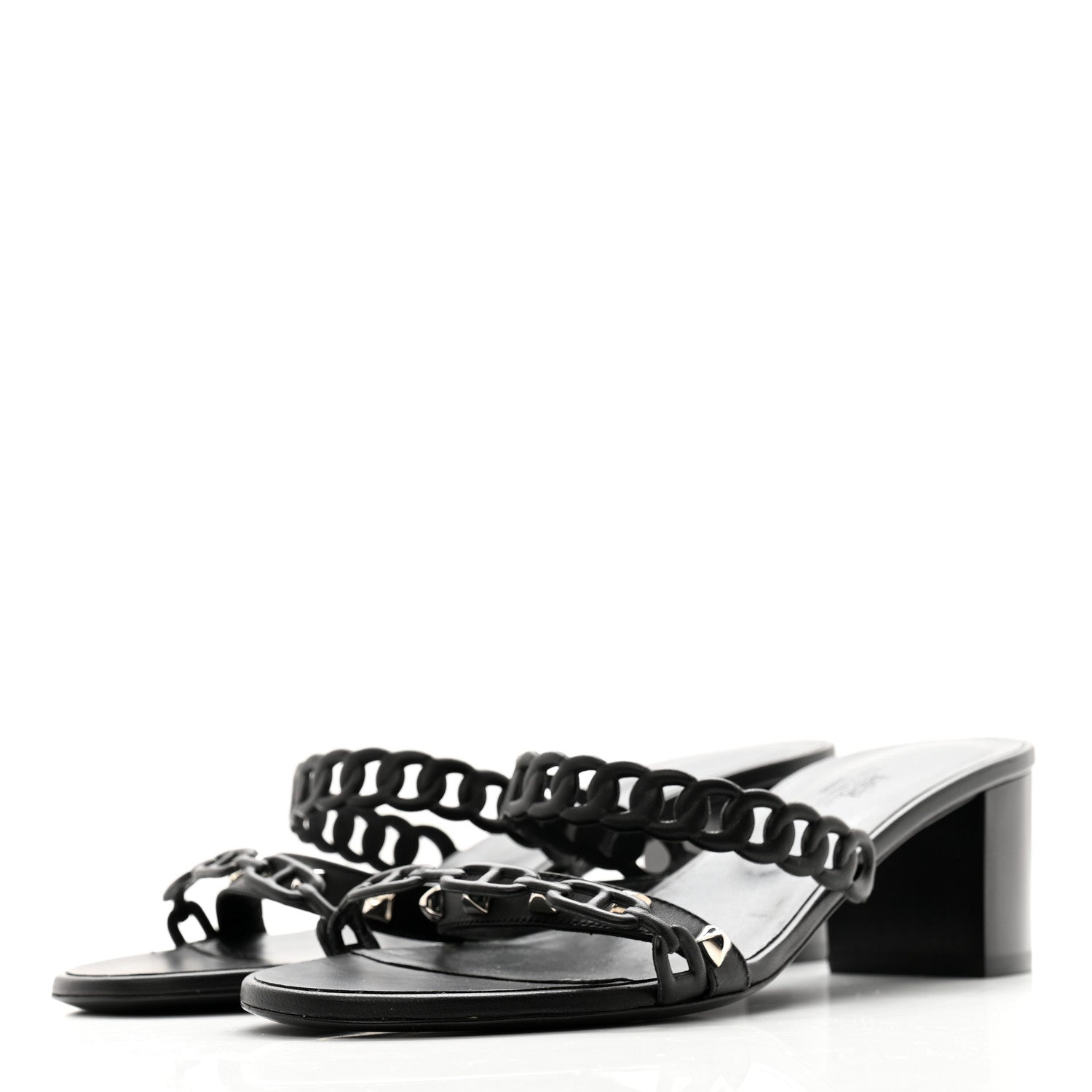 Hermes Nappa Ajaccio Sandals 39.5 Black 3 of 10