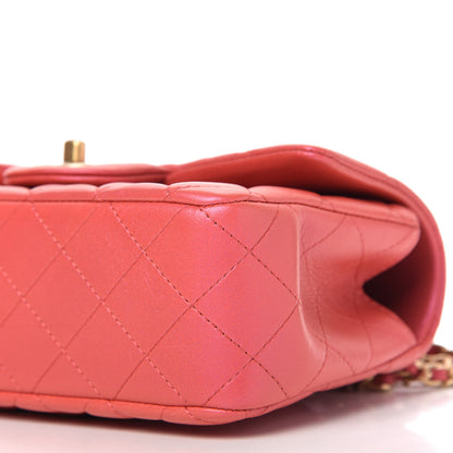 Chanel Iridescent Lambskin Quilted Mini Top Handle Rectangular Flap Red 7 of 10