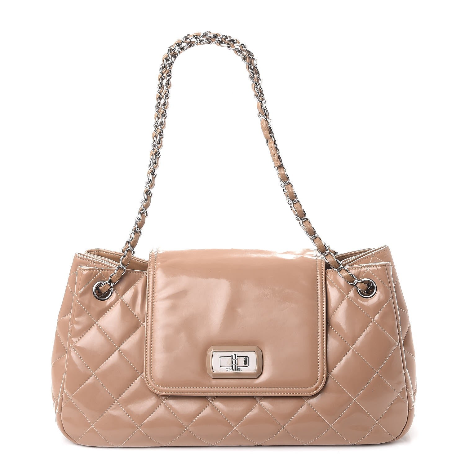 Chanel Patent Quilted Accordion Mademoiselle Flap Beige 1 of 10