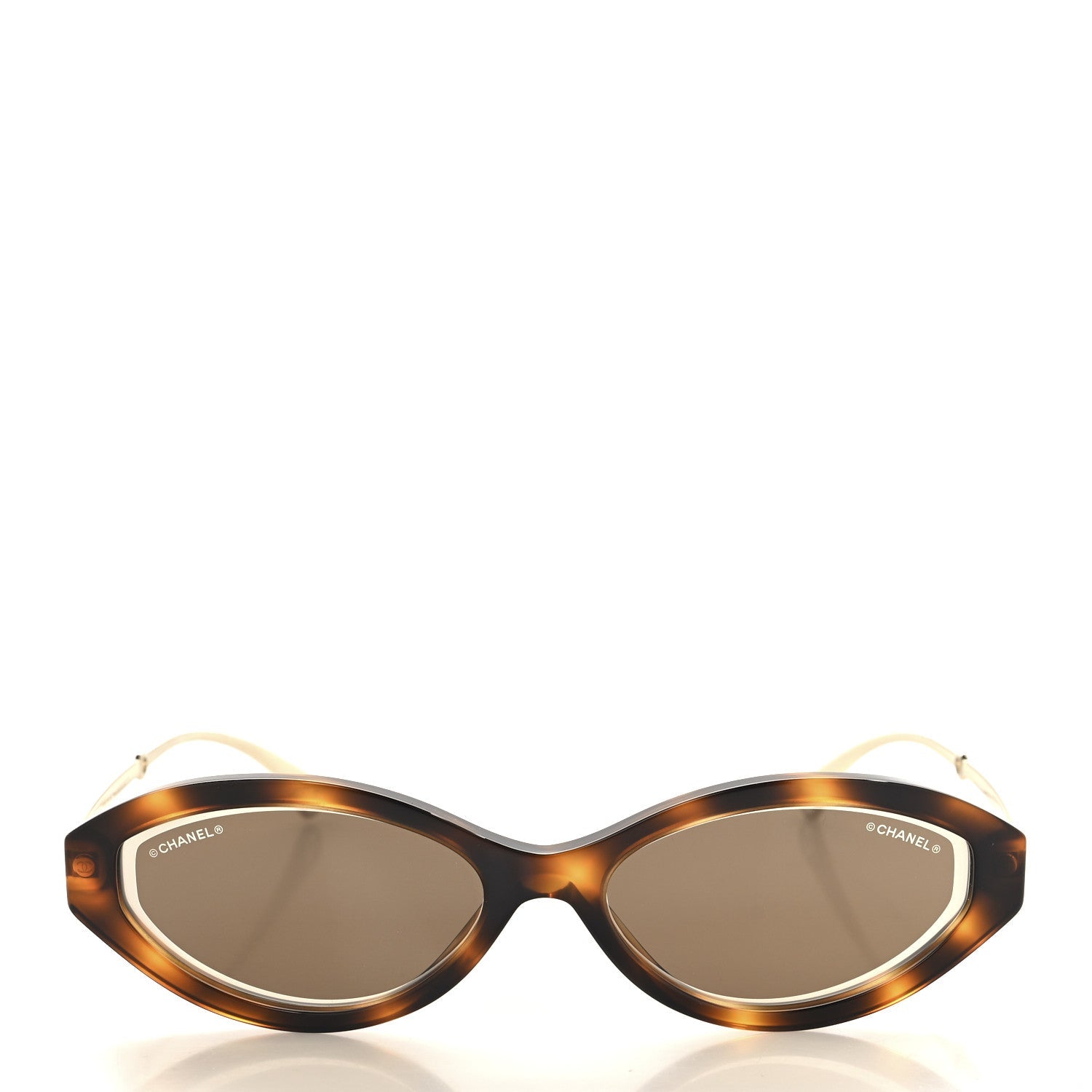 Chanel Acetate Metal Oval Removable Pearl Chain Sunglasses 5424 Brown 2 of 6