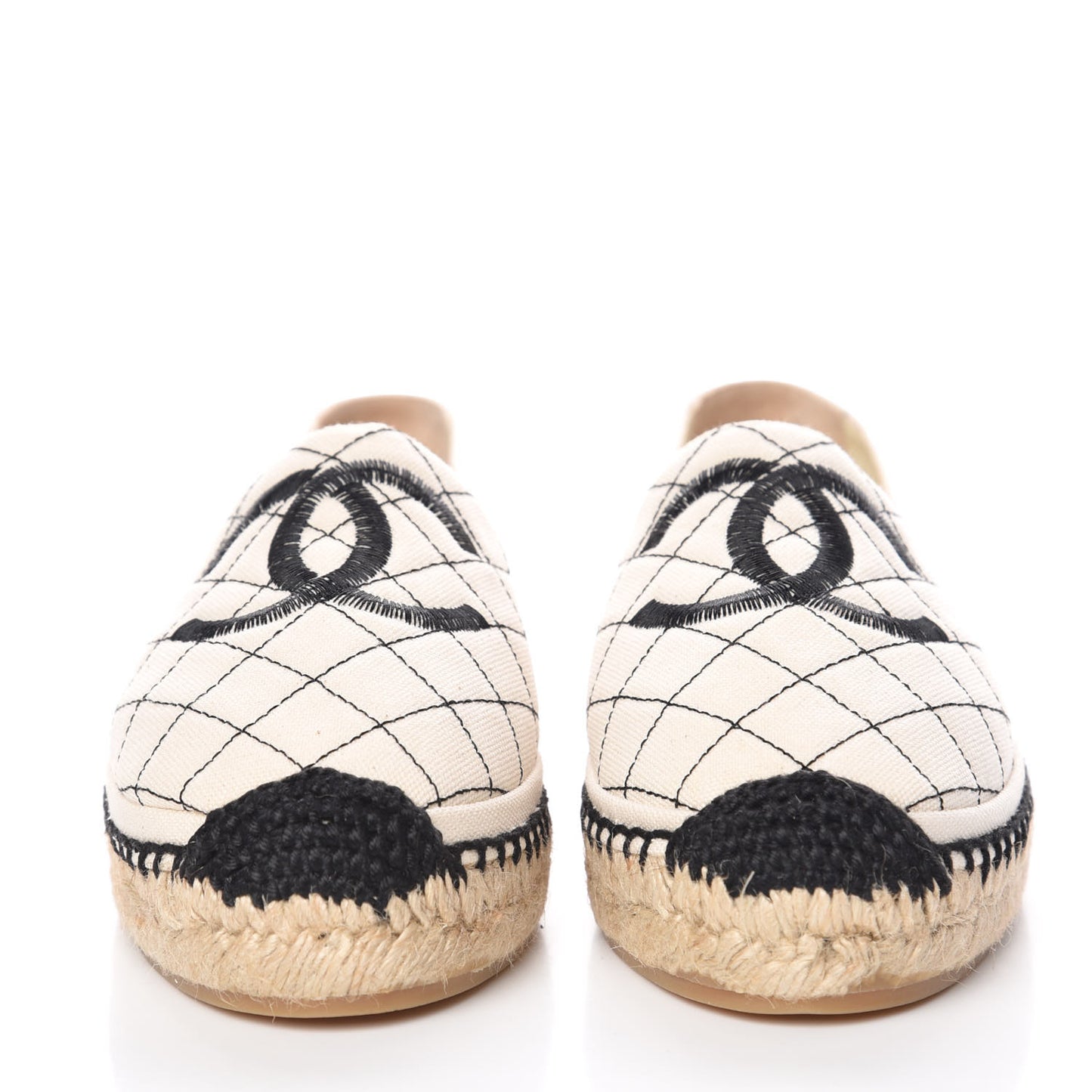Fabric Biarritz CC Espadrilles 39 Beige Black