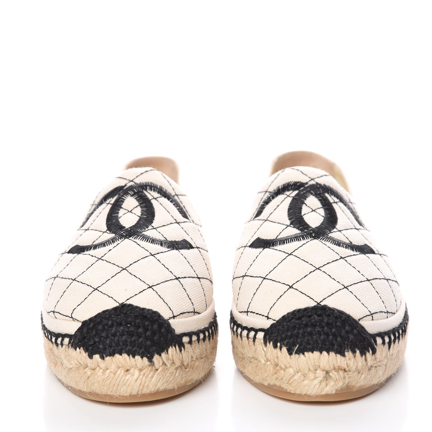Chanel Fabric Biarritz CC Espadrilles 39 Beige Black 2 of 10