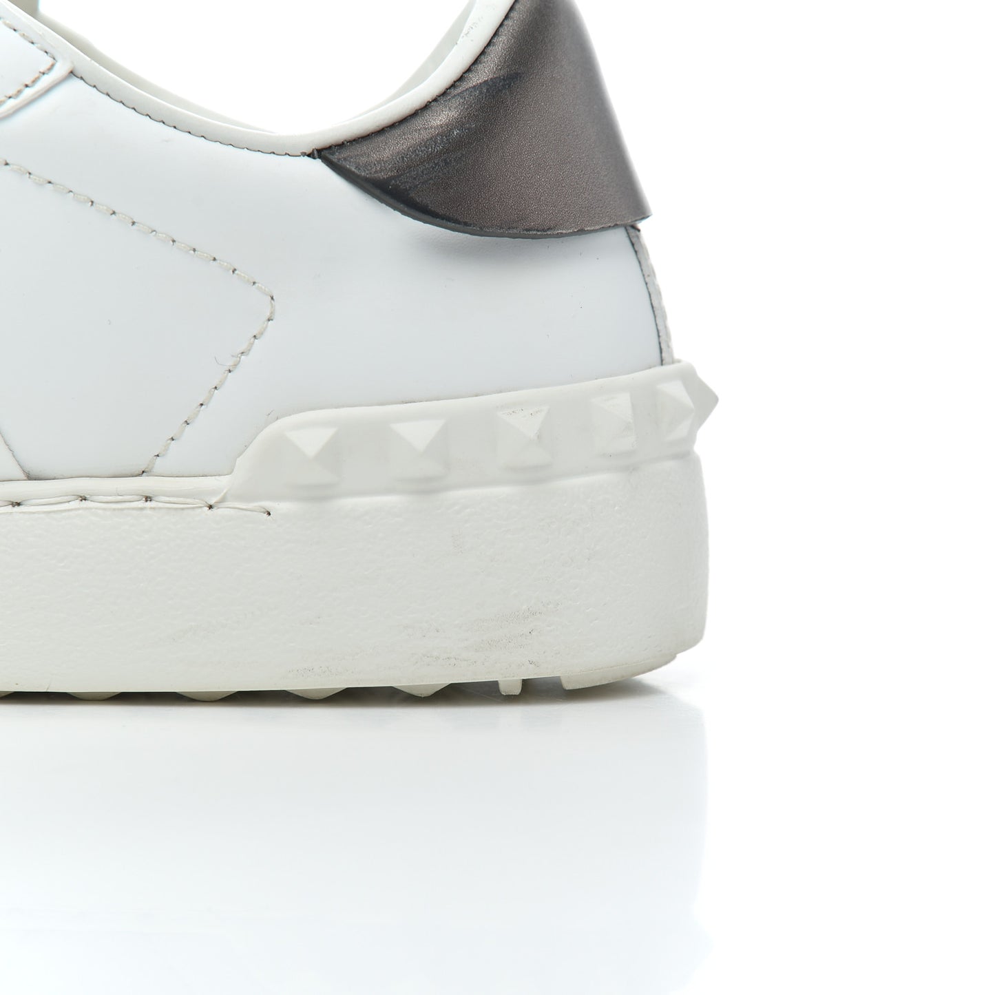 Calfskin VLTN Rockstud Open Sneakers 36 White