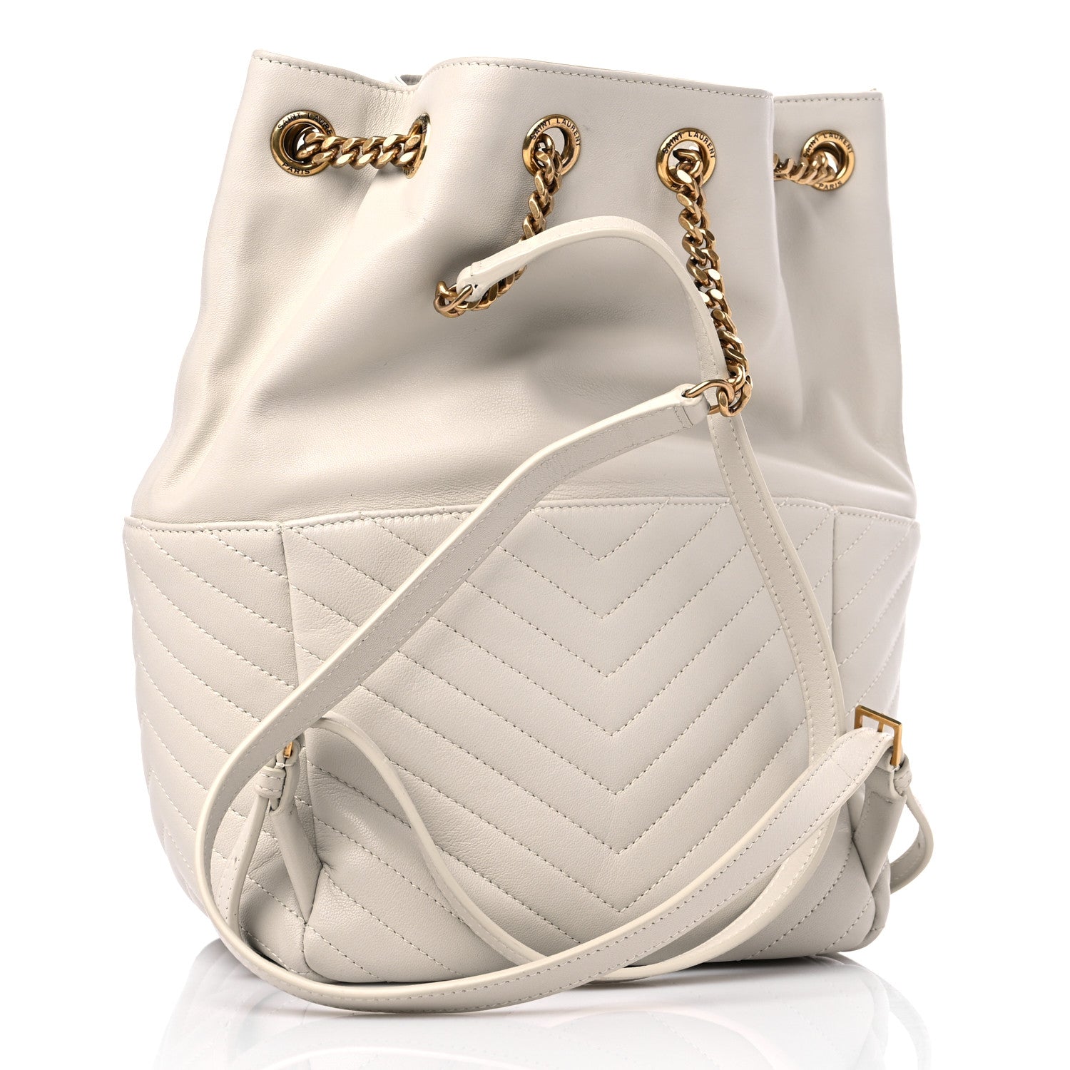 Saint Laurent Lambskin Matelasse Monogram Joe Backpack Cream 4 of 10