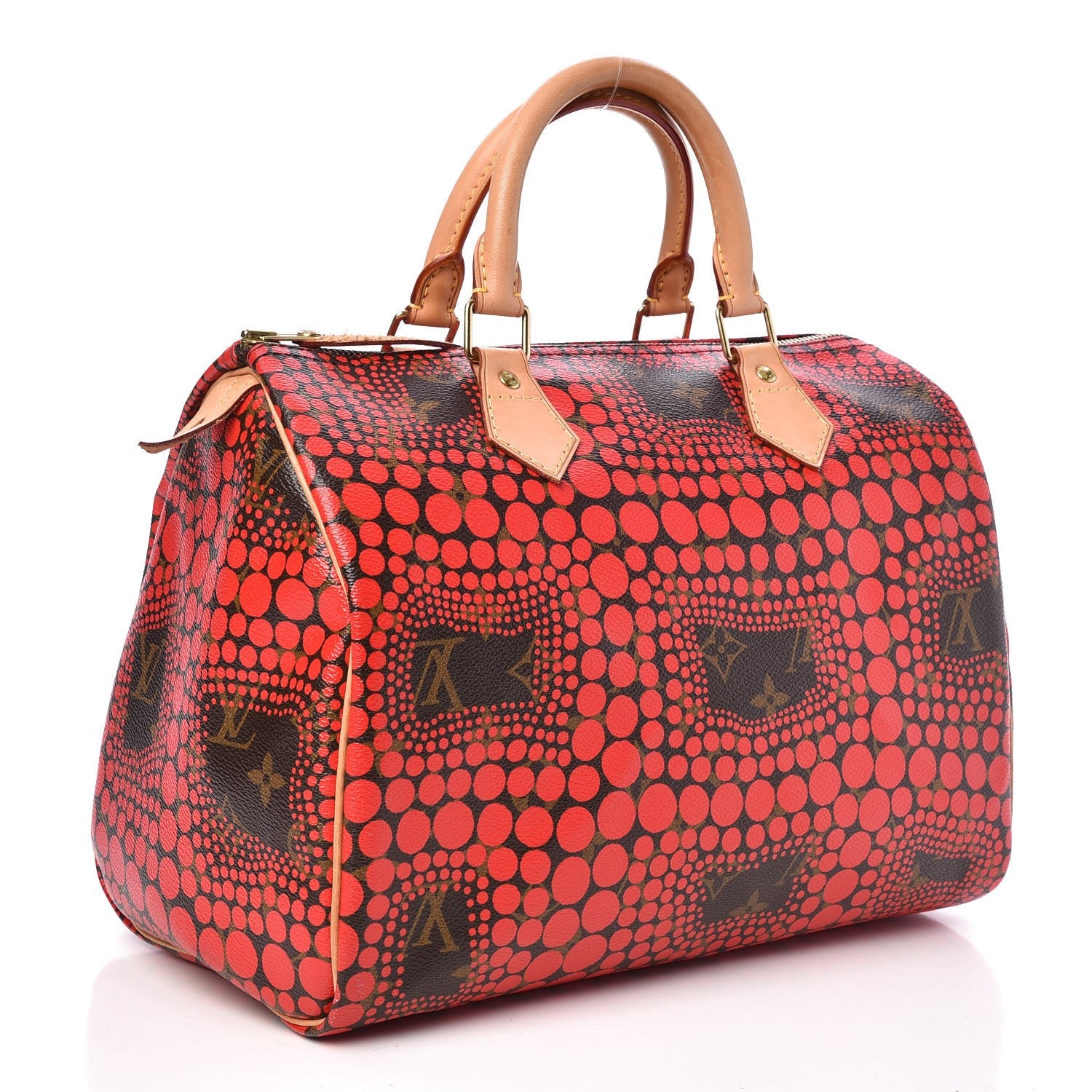 Louis Vuitton Monogram Kusama Town Speedy 30 Red 3 of 7