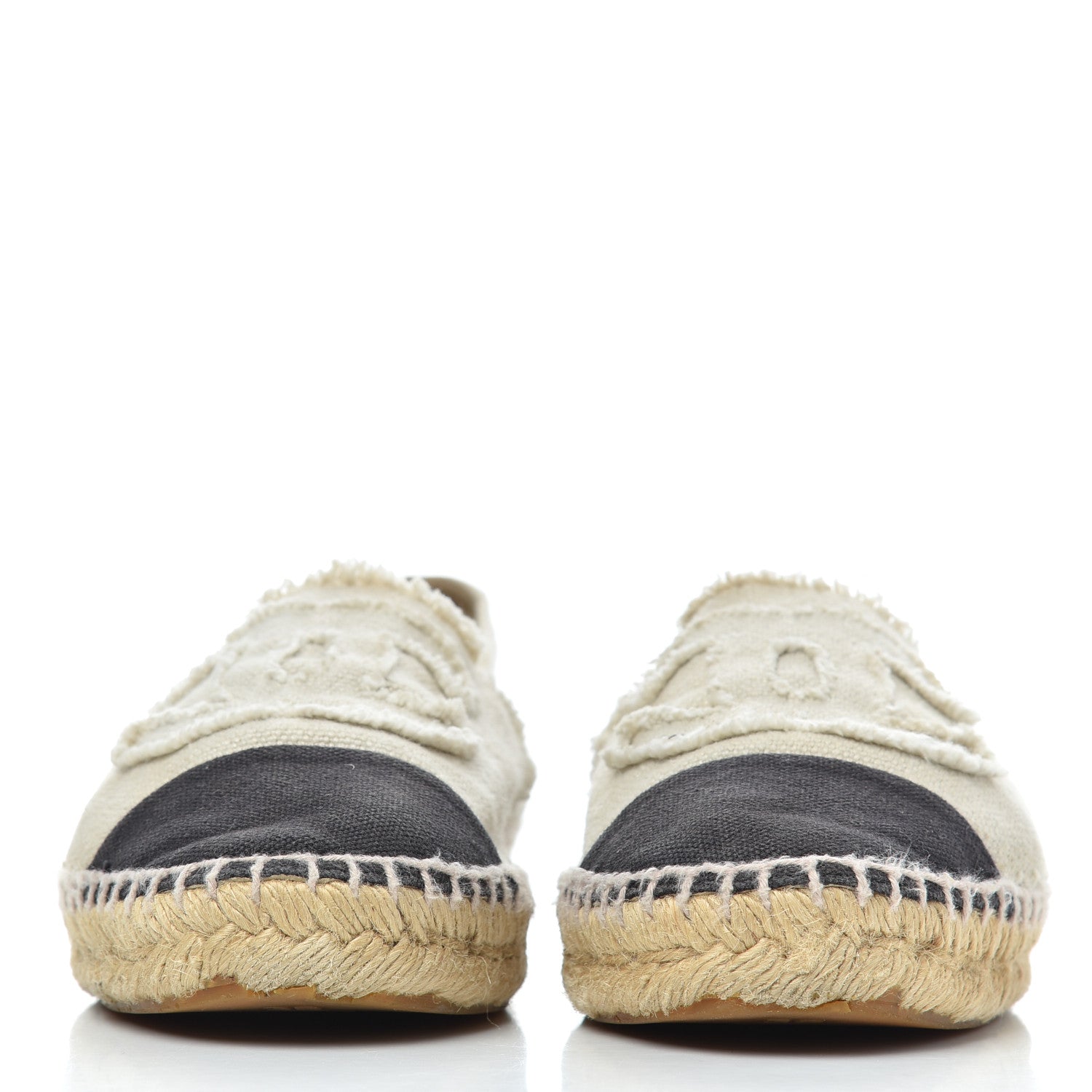 Chanel Linen CC Espadrilles 38 Beige Black 2 of 23