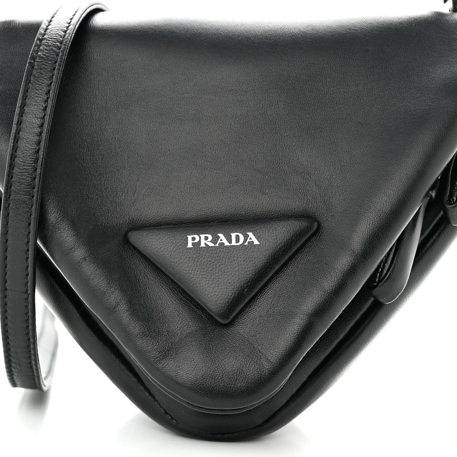 Prada Nappa Padded Signaux Triangle Crossbody Black 7 of 9