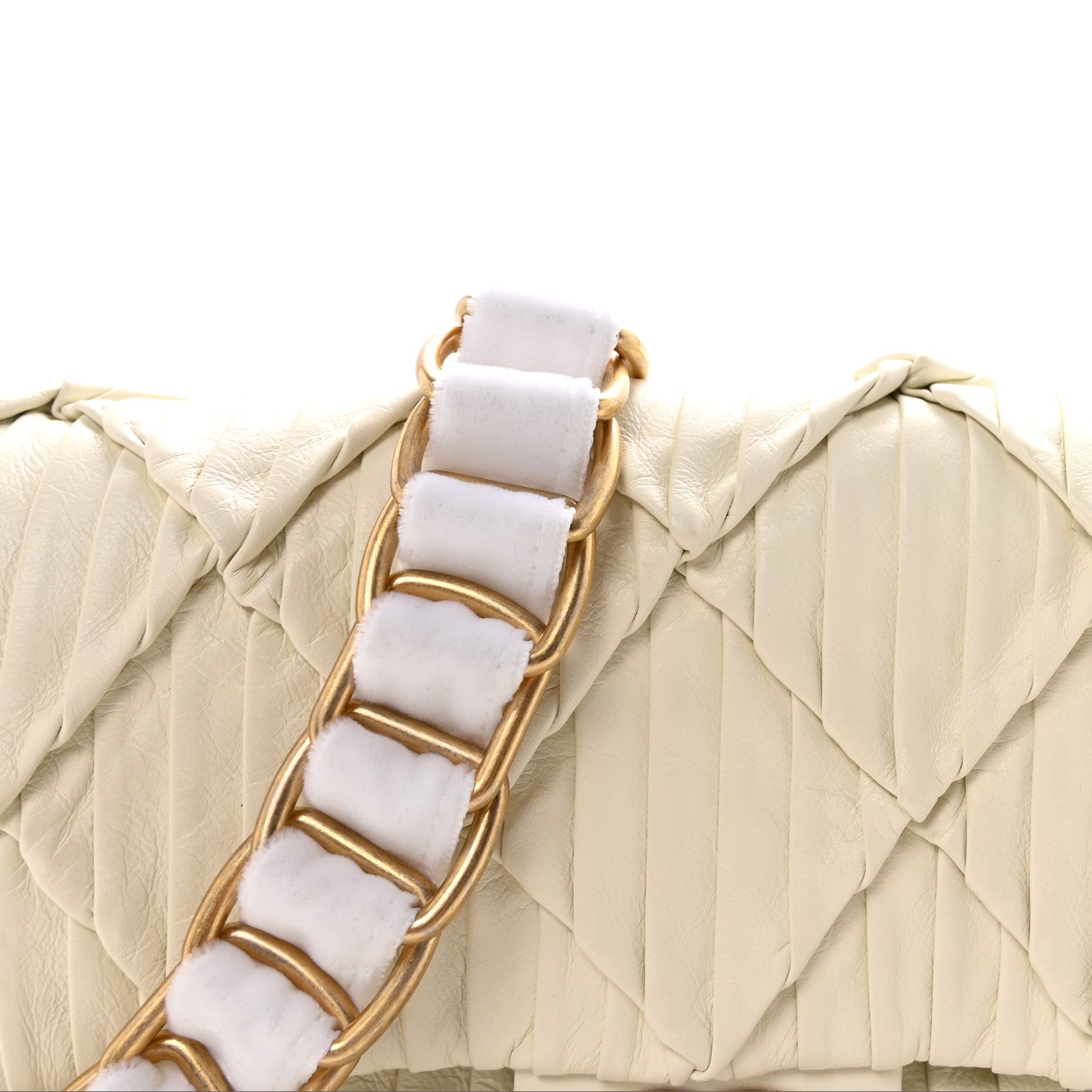 Chanel Pleated Calfskin Quilted Medallion Flap White 8 of 11