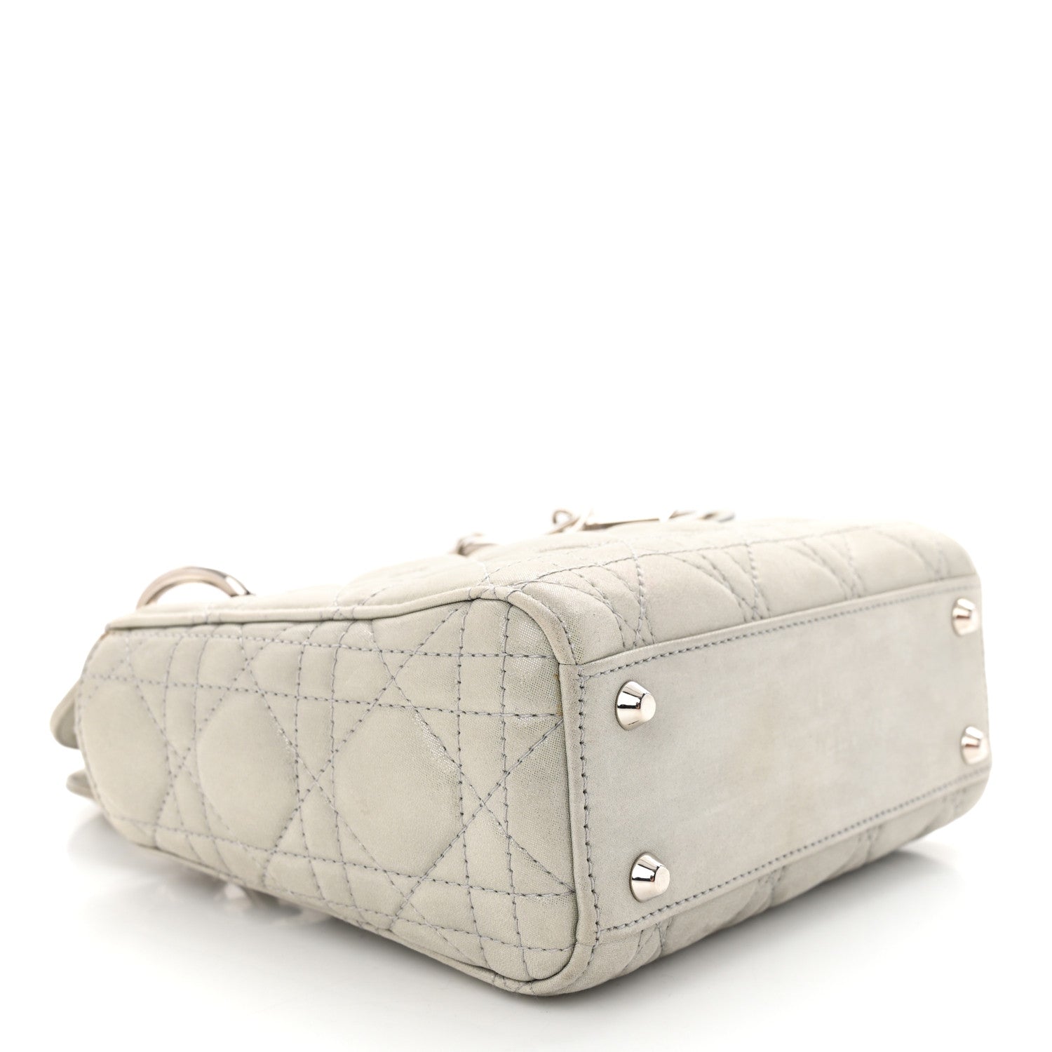 Christian Dior Metallic Nubuck Cannage Mini Lady Dior Silver 4 of 11