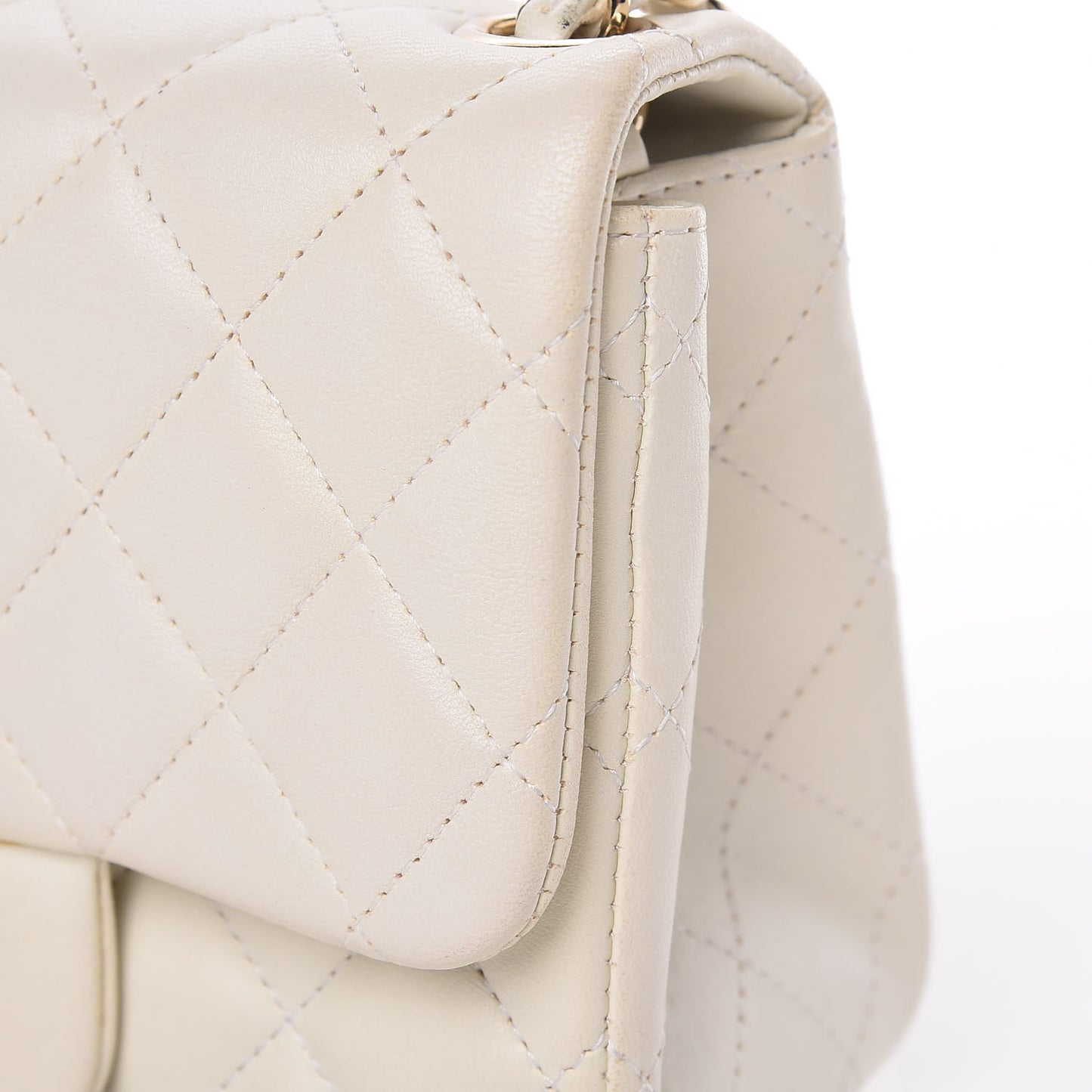 Lambskin Quilted Mini Square Flap White