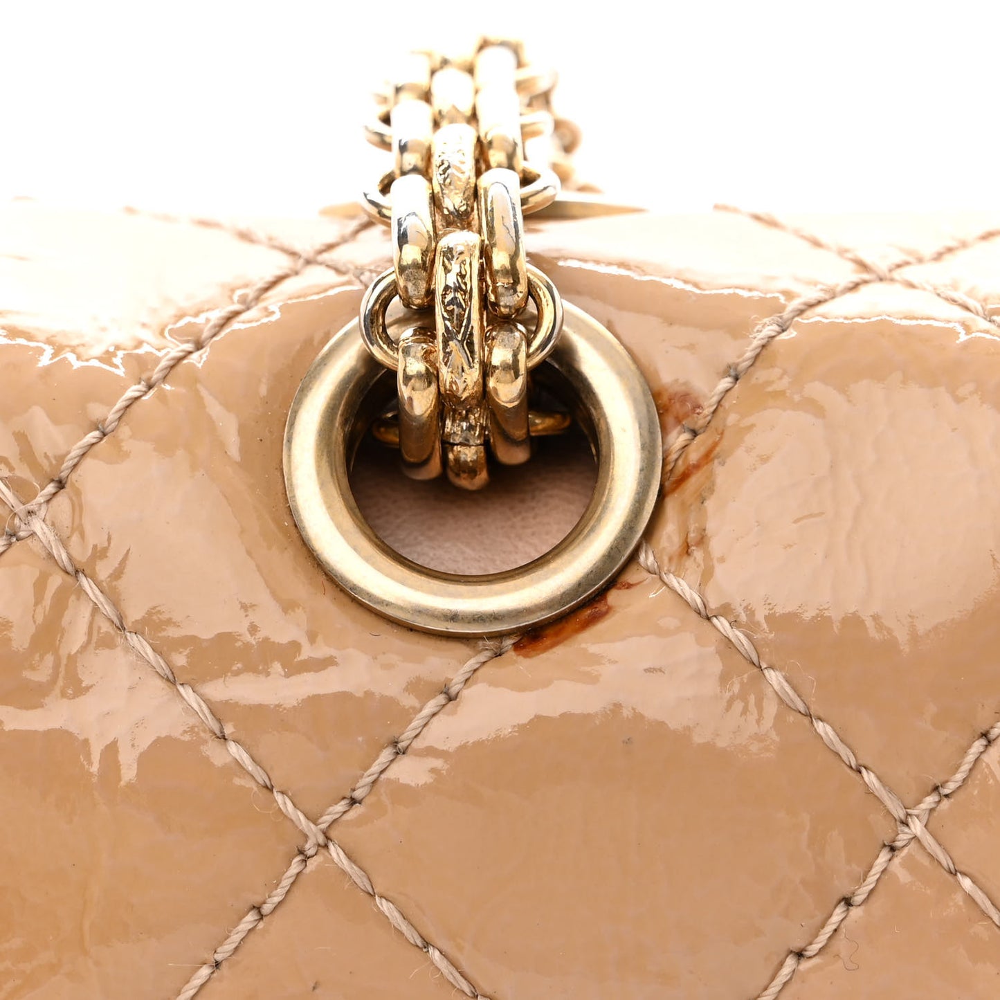 Patent Distressed Calfskin Quilted 2.55 Reissue 225 Flap Beige