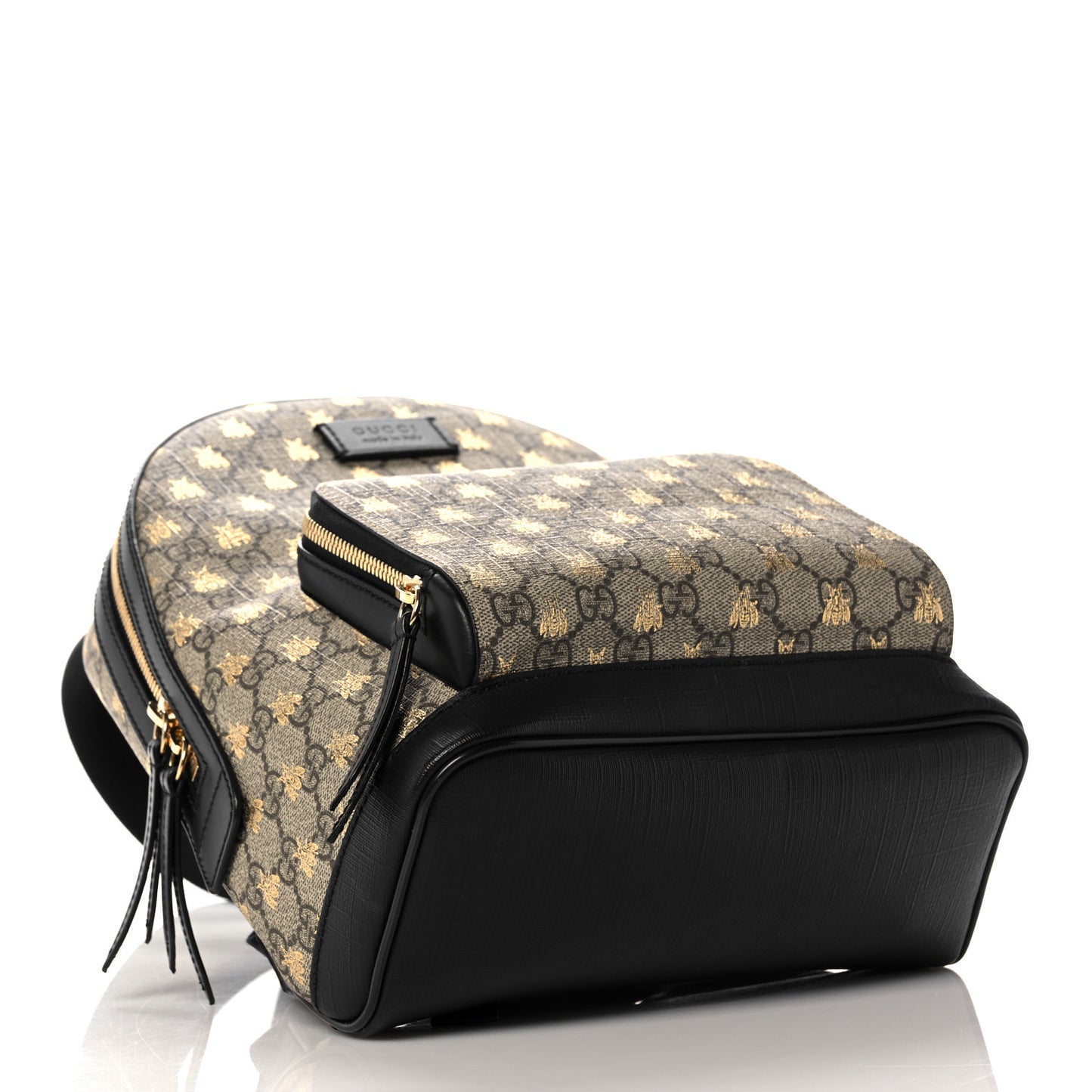 GG Supreme Monogram Bees Print Small Day Backpack Beige Oro Black