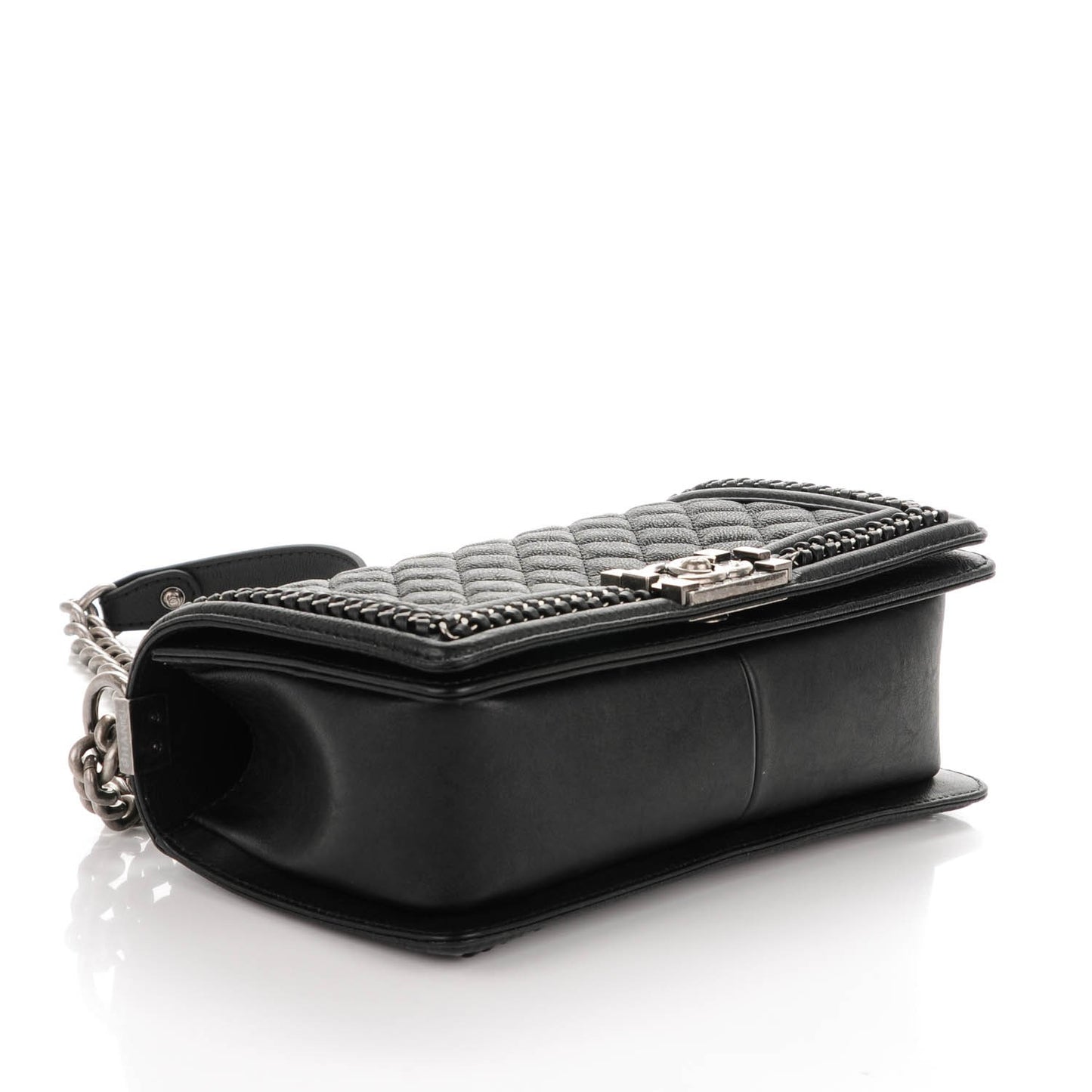 Goatskin Quilted Medium Boy Handle Flap Black