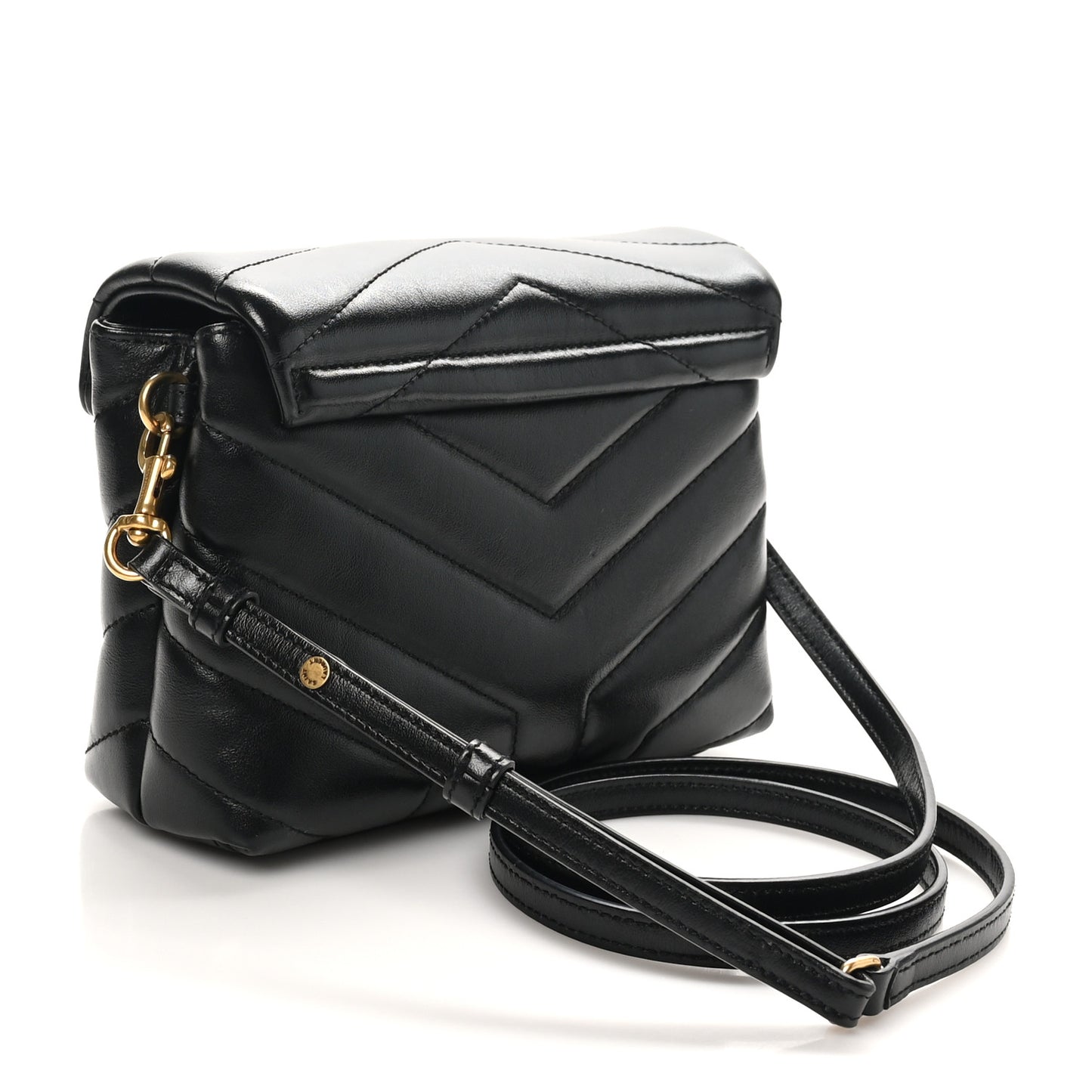 Calfskin Y Quilted Monogram Toy Loulou Crossbody Bag Black