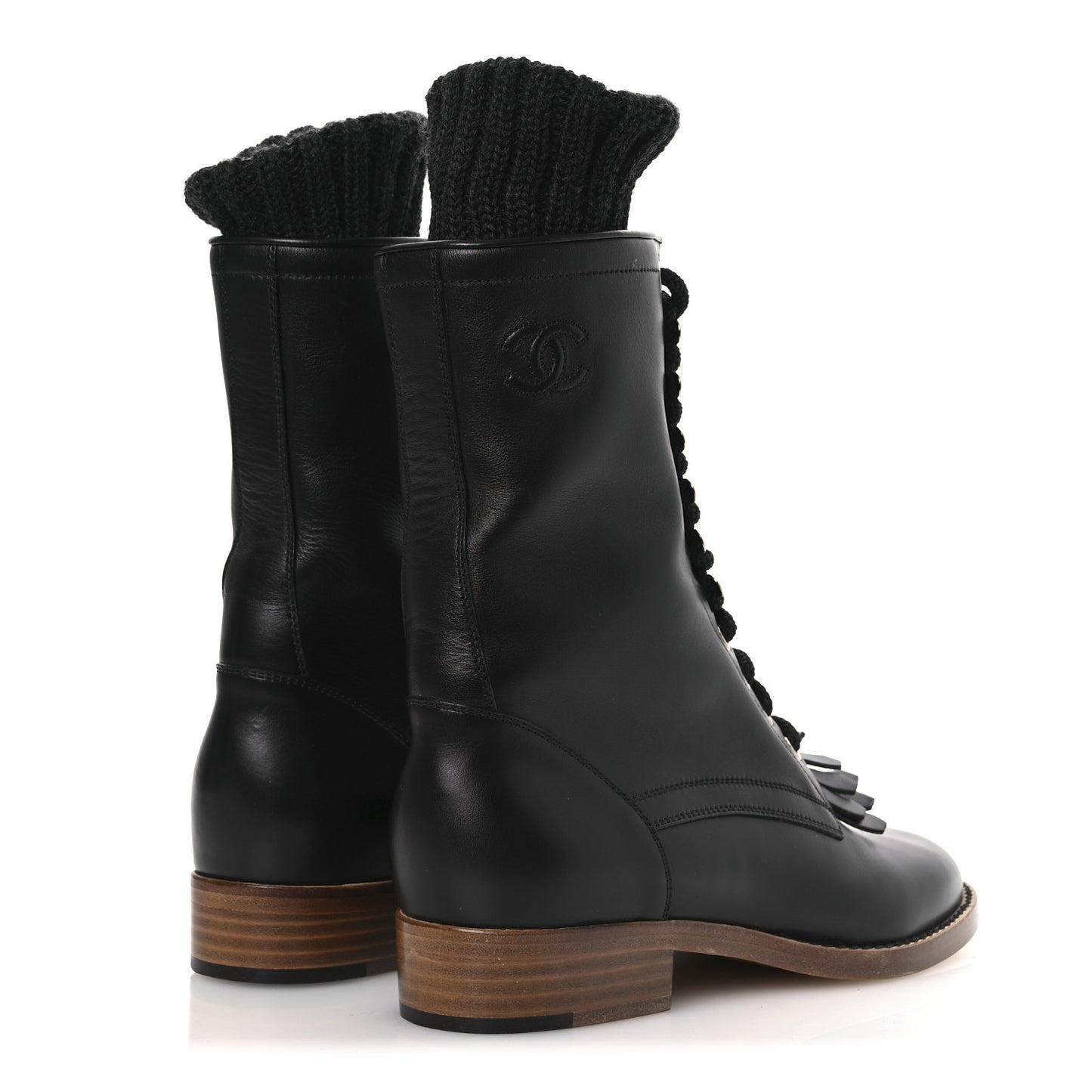 Calfskin Sock High CC Combat Boots 39 Black
