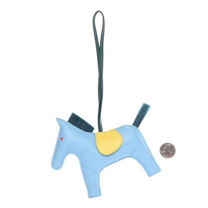 Hermes Milo Lambskin Grigri Rodeo Horse Bag Charm GM Bleu Celeste Lime Malachite 2 of 5