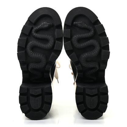 Gucci Magnum Calfskin Fur Pearl Lace Up Combat Ankle Boots 39 Black Naturale 4 of 5