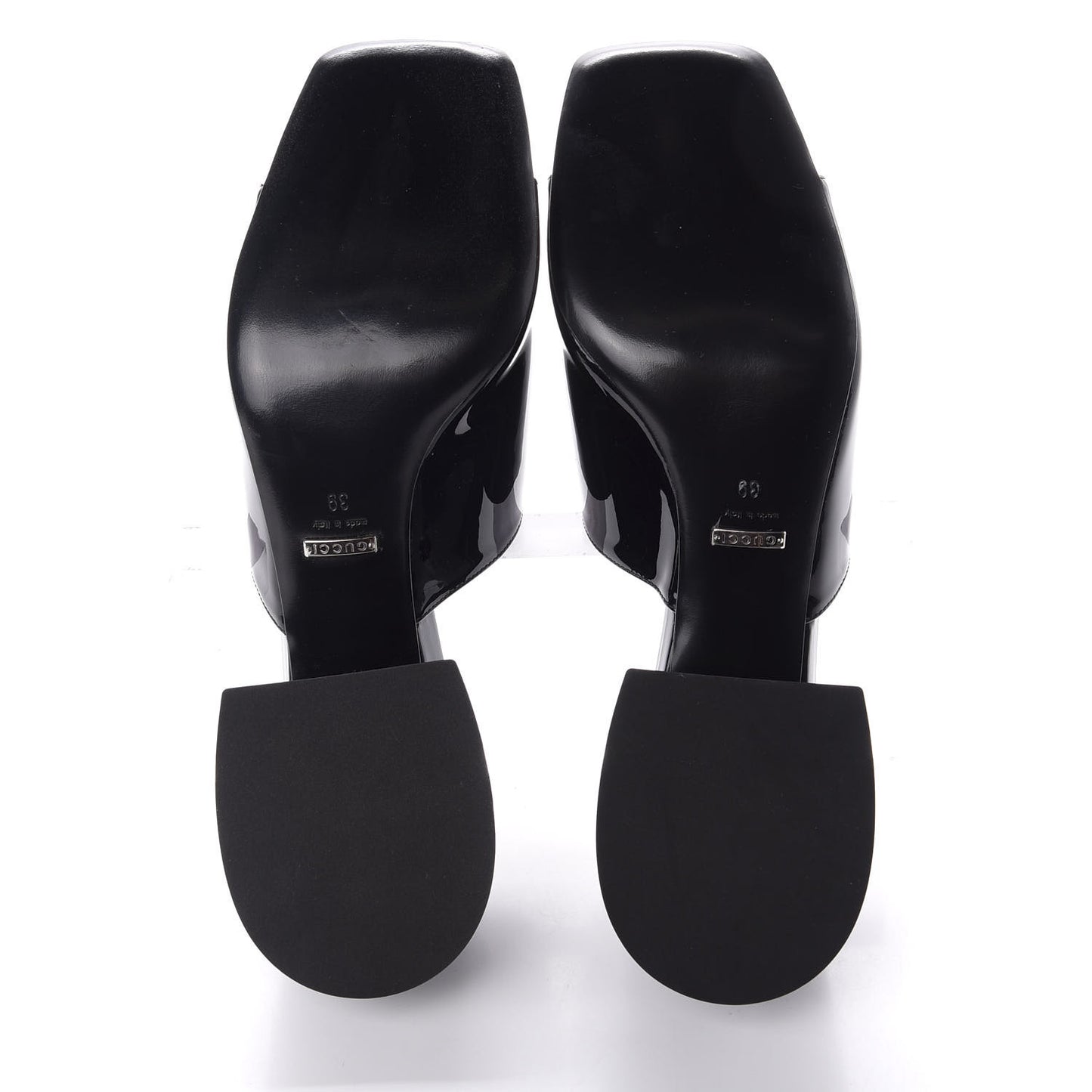 Patent Lexi Horsebit Mid-Heel Slide Sandals 39 Black