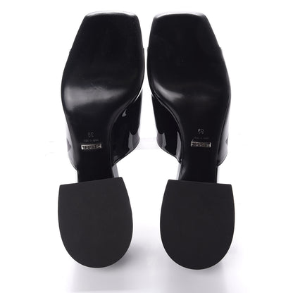 Gucci Patent Lexi Horsebit Mid-Heel Slide Sandals 39 Black 5 of 11