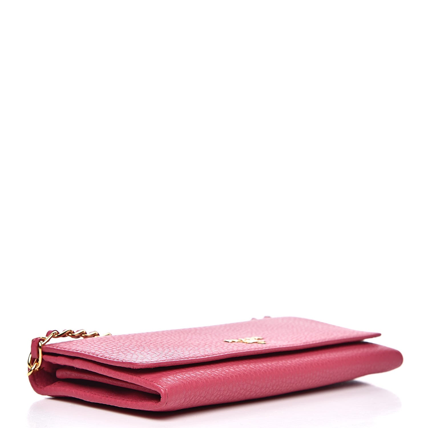Prada Vitello Grain Metal Oro Chain Wallet Peonia 4 of 9