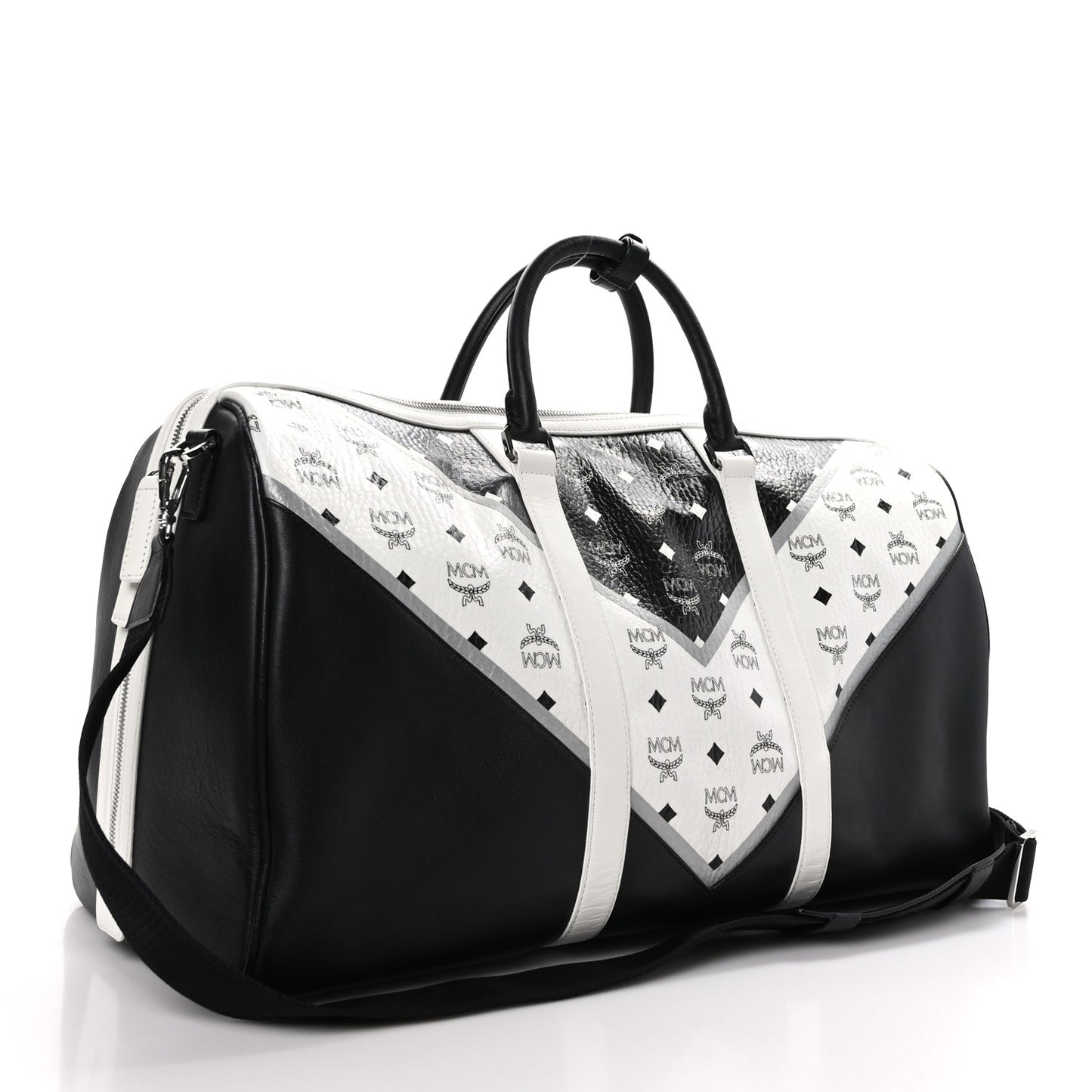 Visetos Chevron Colorblock Ottomar Weekender Duffle Bag Black White