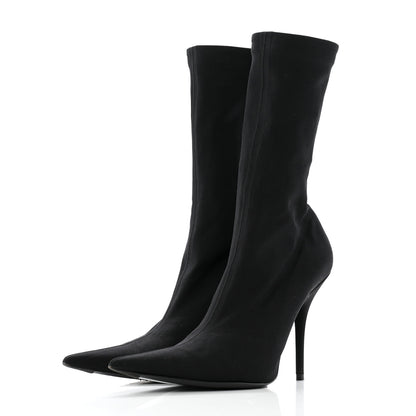 Balenciaga Jersey Crepe Extreme Pointed Toe Knife Booties 38 Black 3 of 9