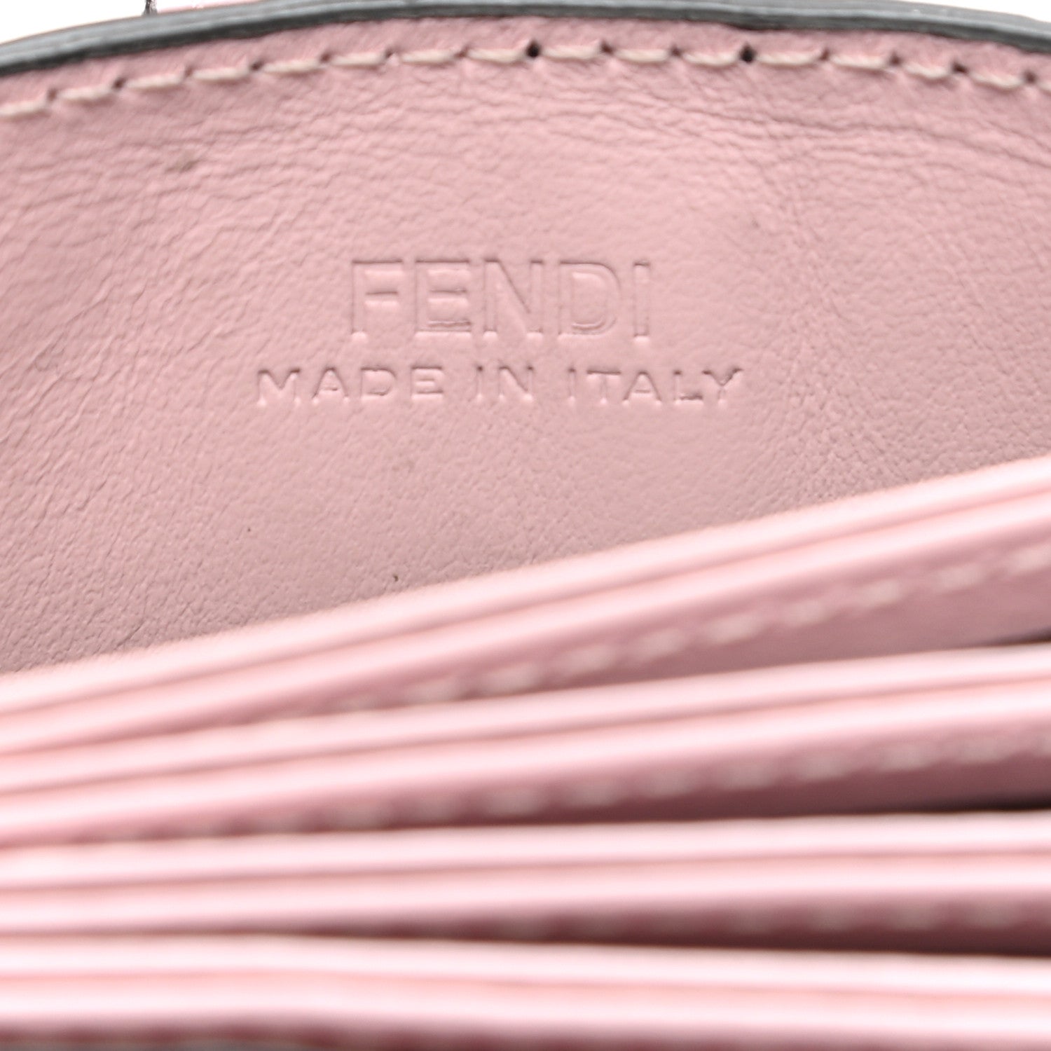 Fendi Vitello Cruise F is Fendi Bi-Color FF 1974 Embossed Gusseted Card Holder Maya Black Peonia 6 of 10