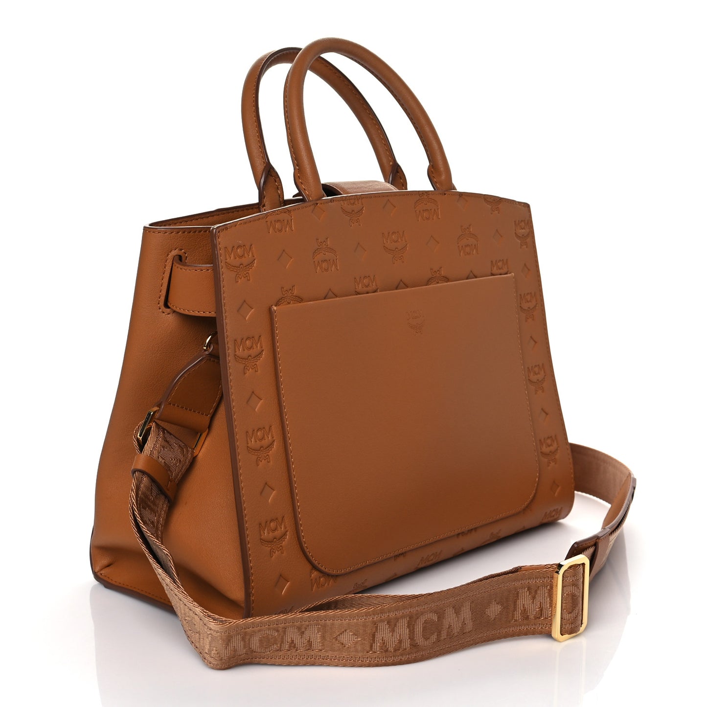 Calfskin Ottomar Monogram Medium Essential Tote Cognac