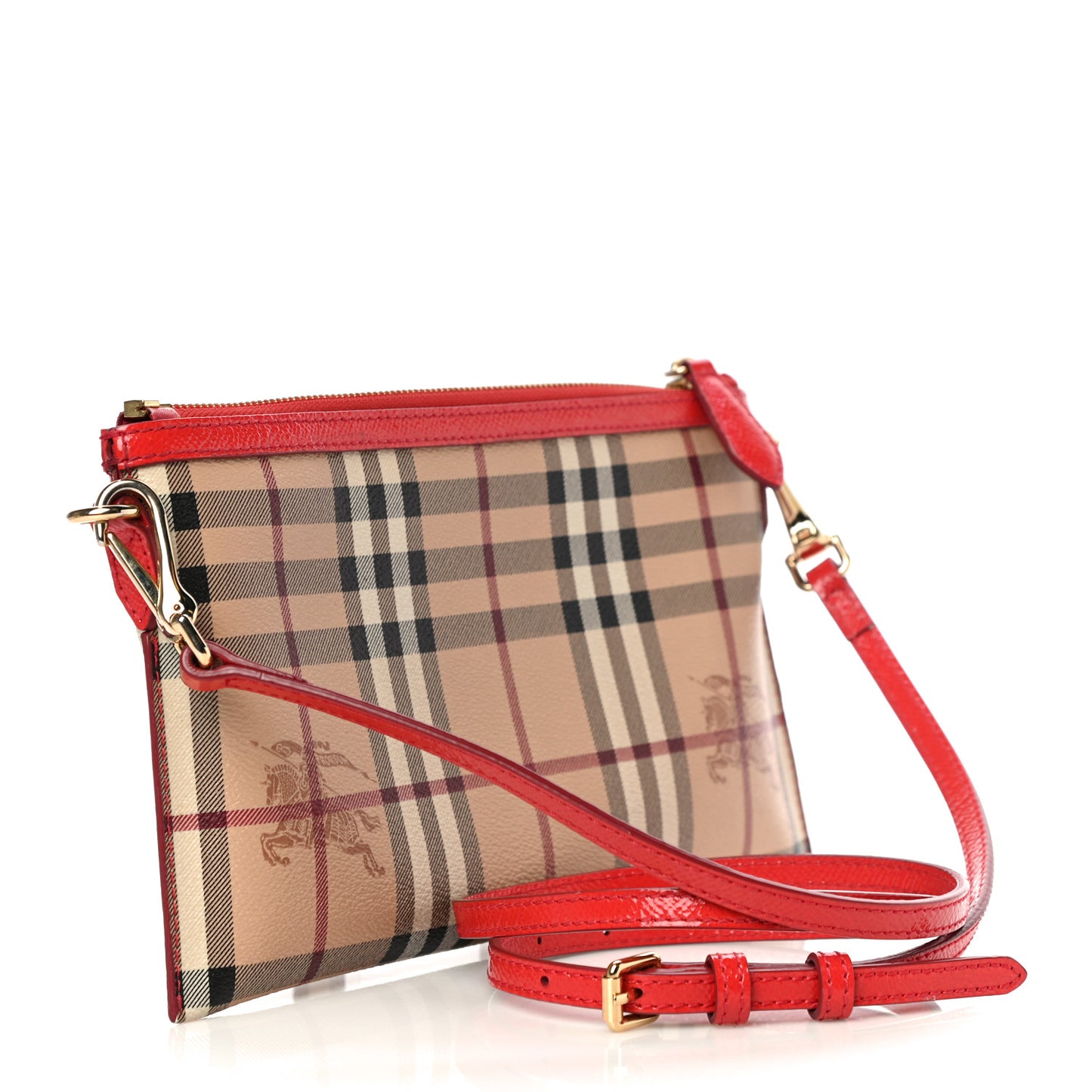 Haymarket Check Small Peyton Crossbody Clutch Bag Coral Red