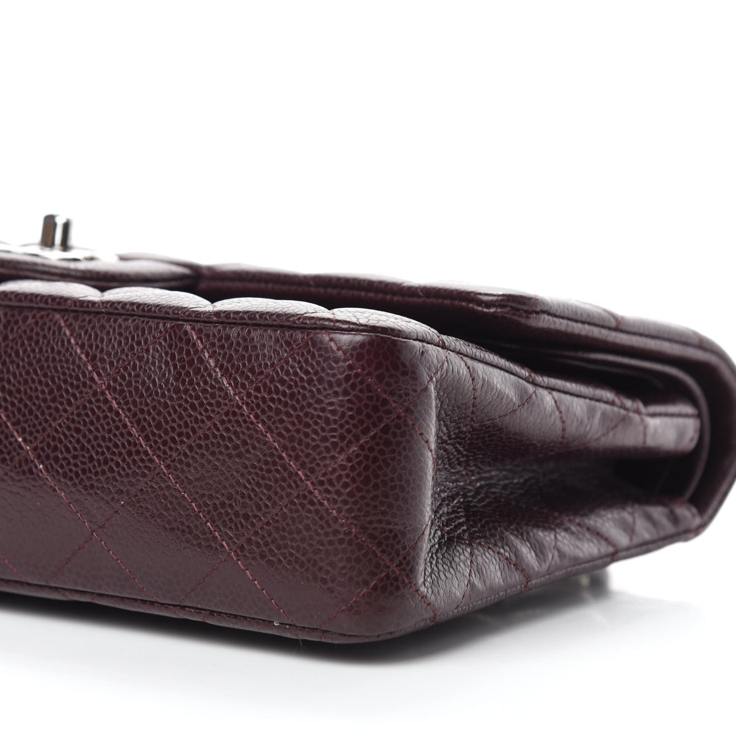 Caviar Quilted Medium Double Flap Burgundy