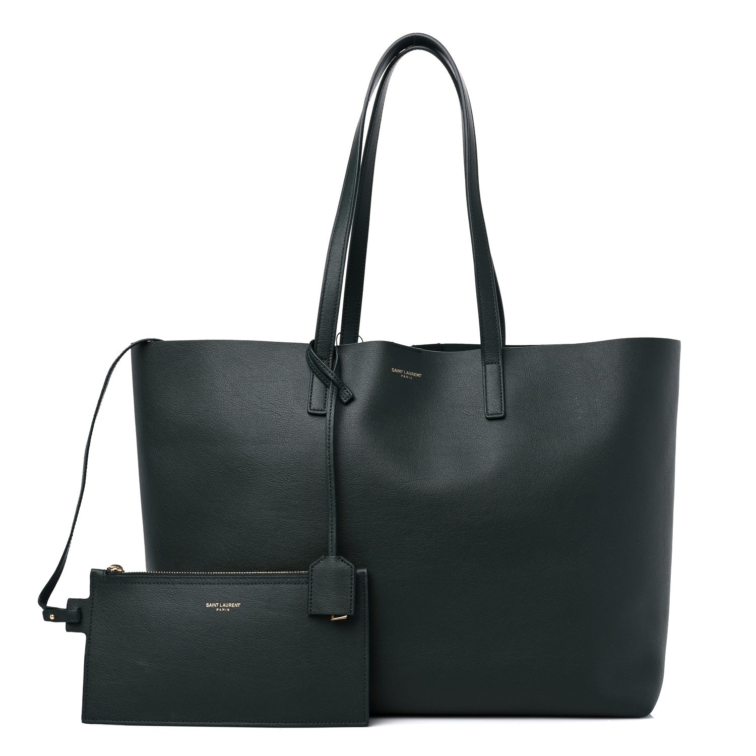 Saint Laurent Calfskin Large Shopping Tote Dark Green 1 of 9