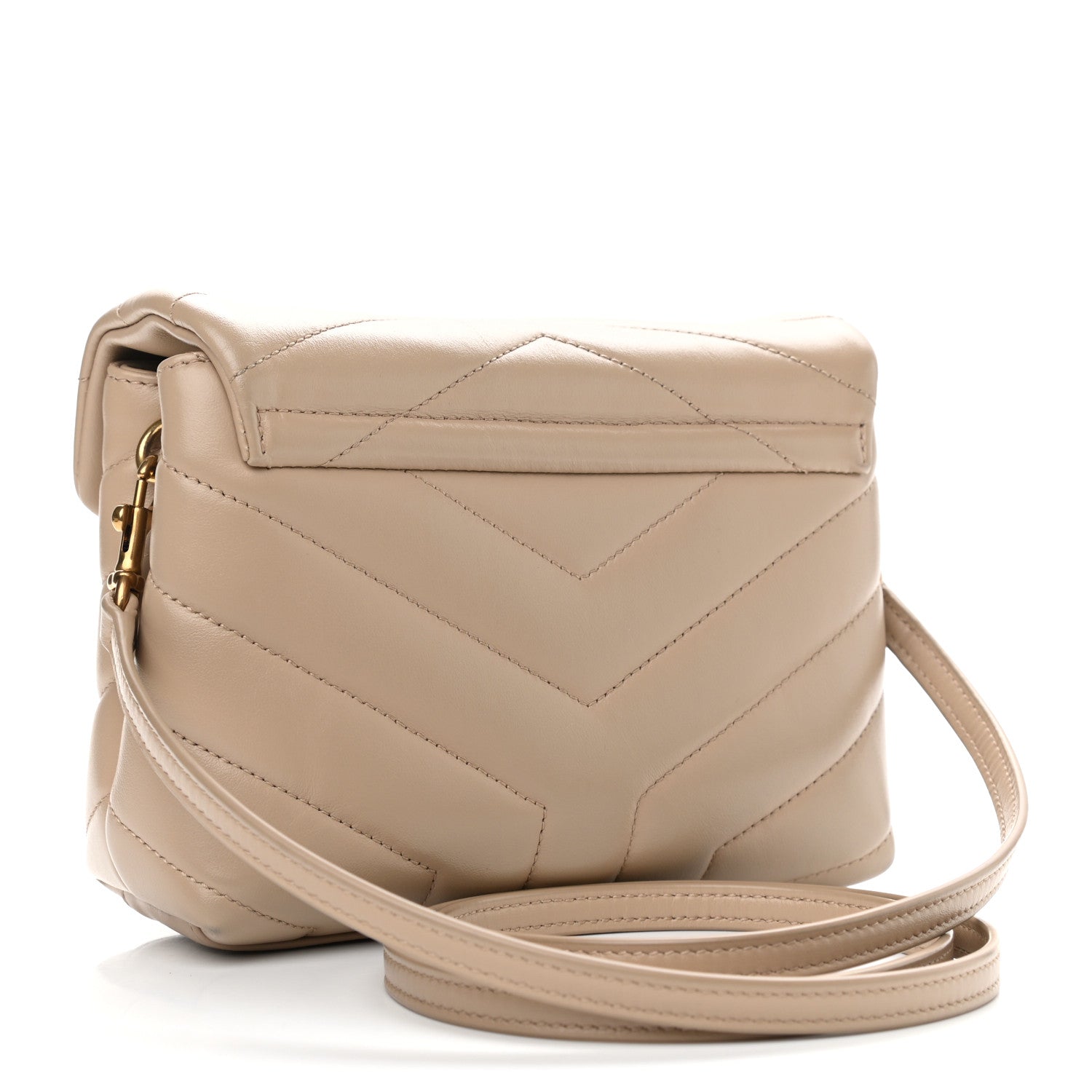 Saint Laurent Calfskin Y Quilted Monogram Toy Loulou Crossbody Bag Dark Beige 2 of 10