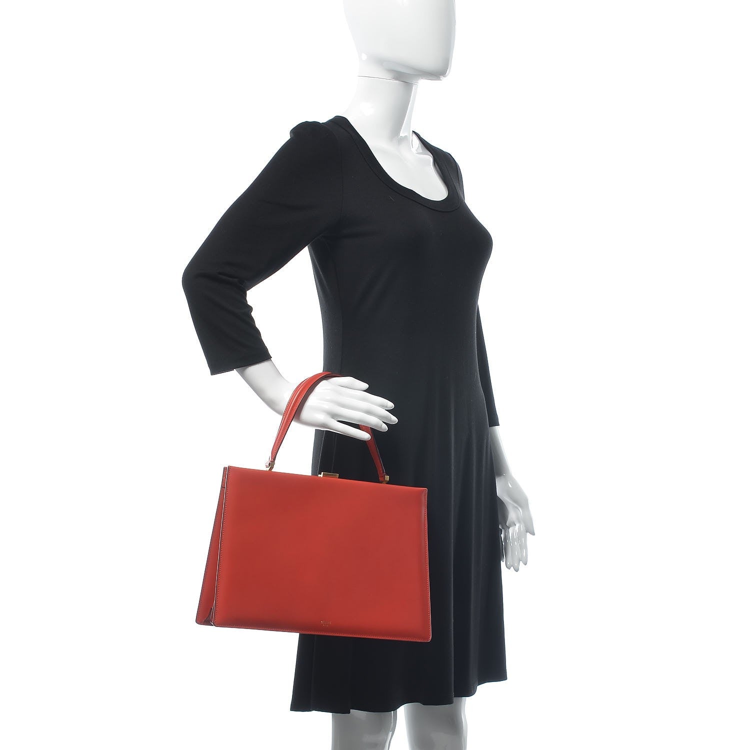Celine Patina Box Calfskin Medium Clasp Bag Scarlet 2 of 11