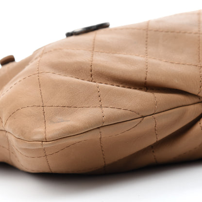 Chanel Calfskin Stitched Double Zip Hobo Beige 6 of 12