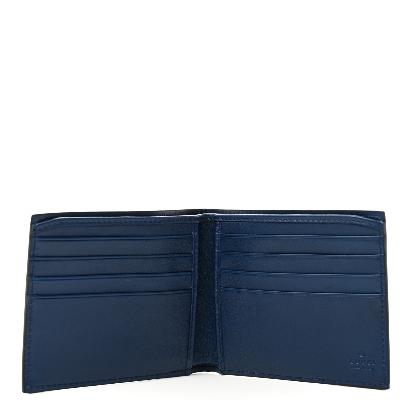 Patent Microguccissima Bi-Fold Wallet Blue
