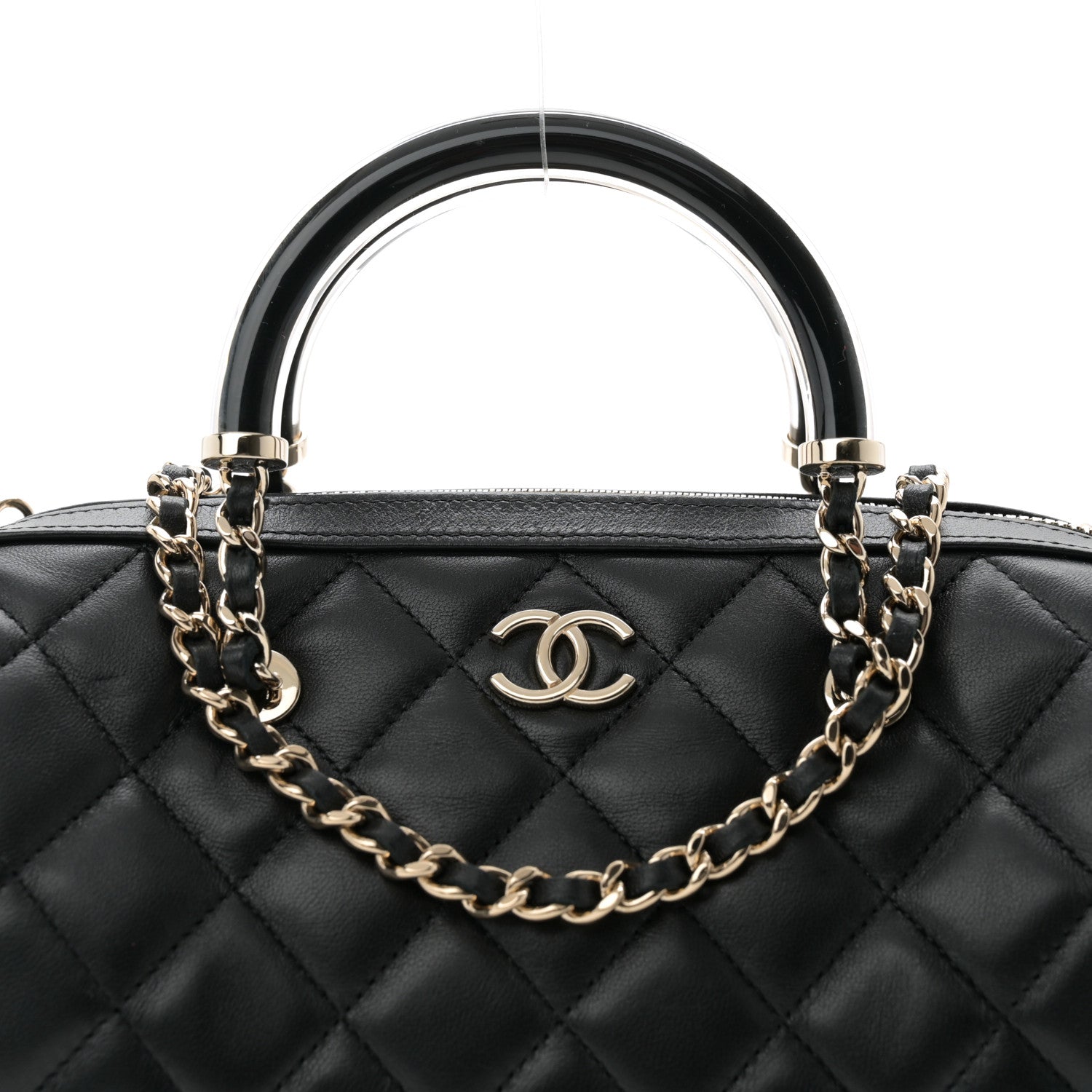 Chanel Lambskin Quilted Mini Bowling Bag Black 8 of 10