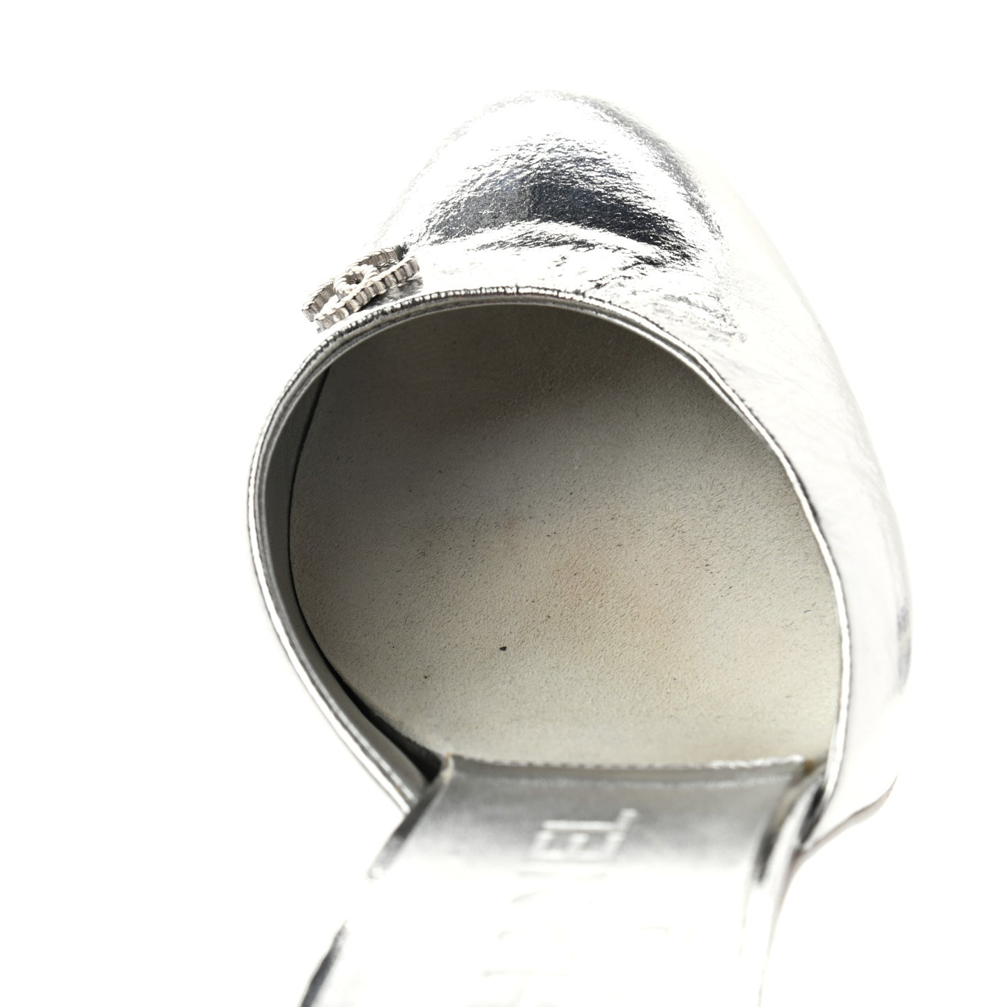 Metallic Goatskin CC Mules 36 Silver