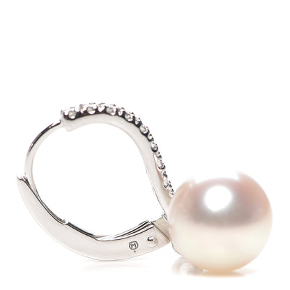 Mikimoto 18K White Gold Diamond Akoya Pearl 7.5mm Drop Earrings 4 of 4