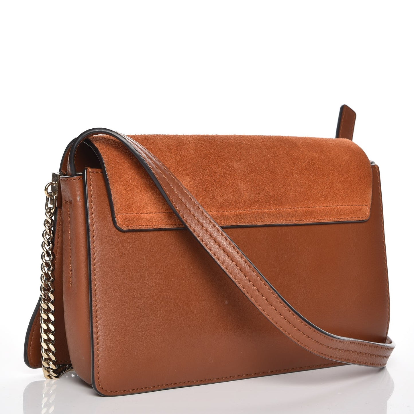 Suede Calfskin Small Faye Shoulder Bag Tobacco