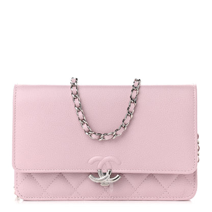 Chanel Grained Calfskin Quilted CC Box Wallet On Chain WOC Light Pink 1 of 11