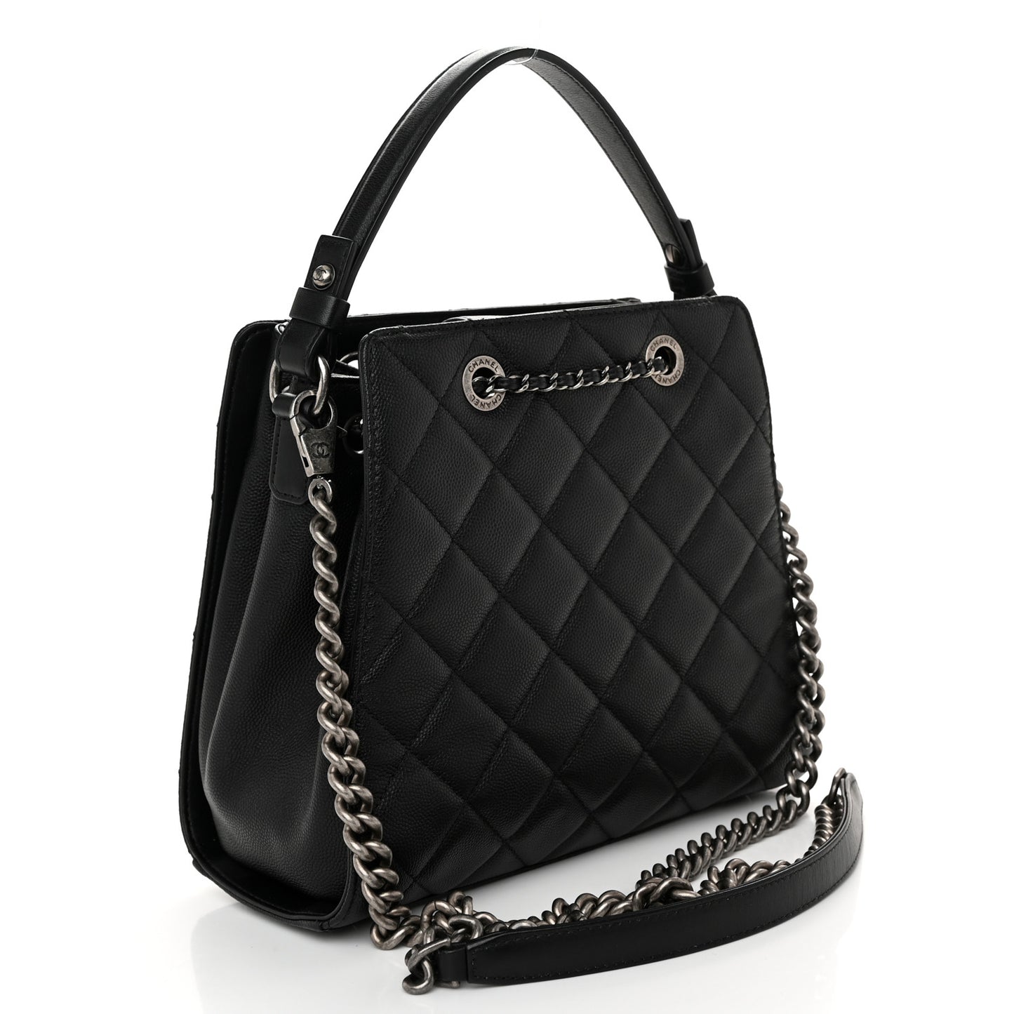 Caviar Quilted Small CC Bucket Bag Black