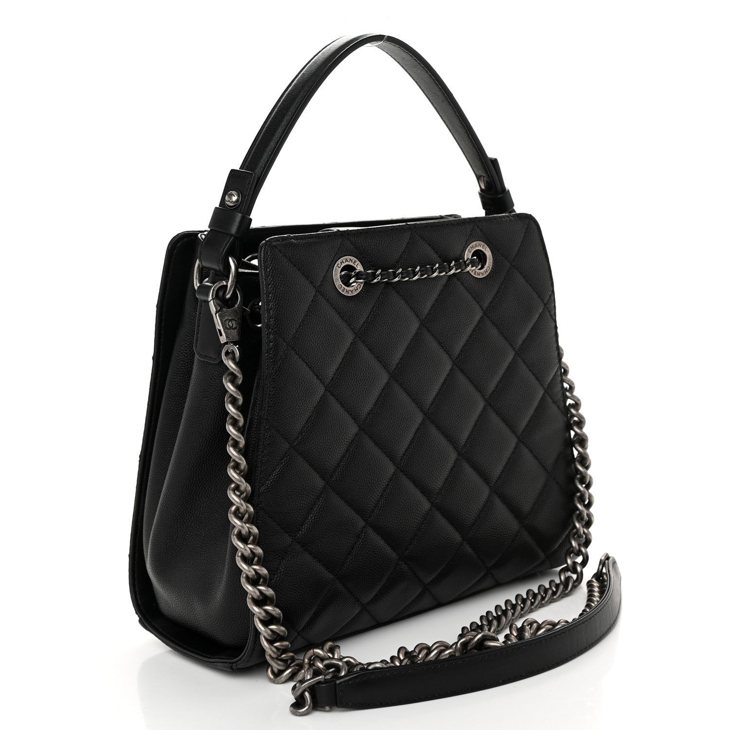 Chanel Caviar Quilted Small CC Bucket Bag Black 3 of 11