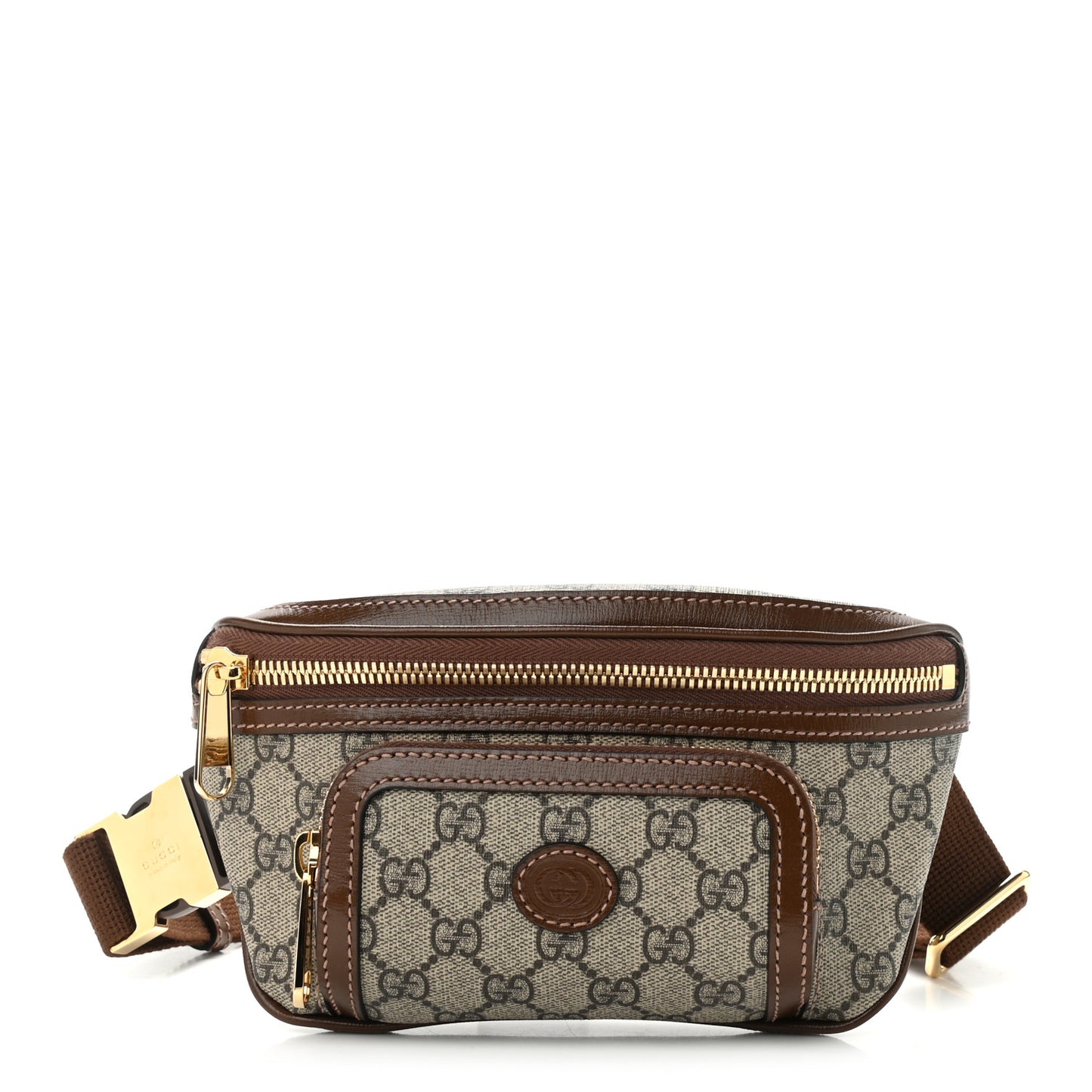 GG Supreme Monogram Textured Calfskin Retro Interlocking G Belt Bag Beige Ebony Brown Sugar